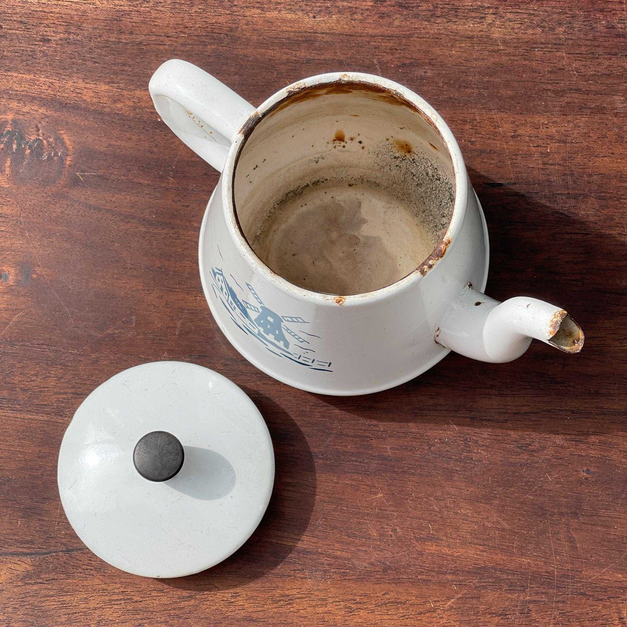 Emaille koffiepot / theepot met molen - The Collectionist