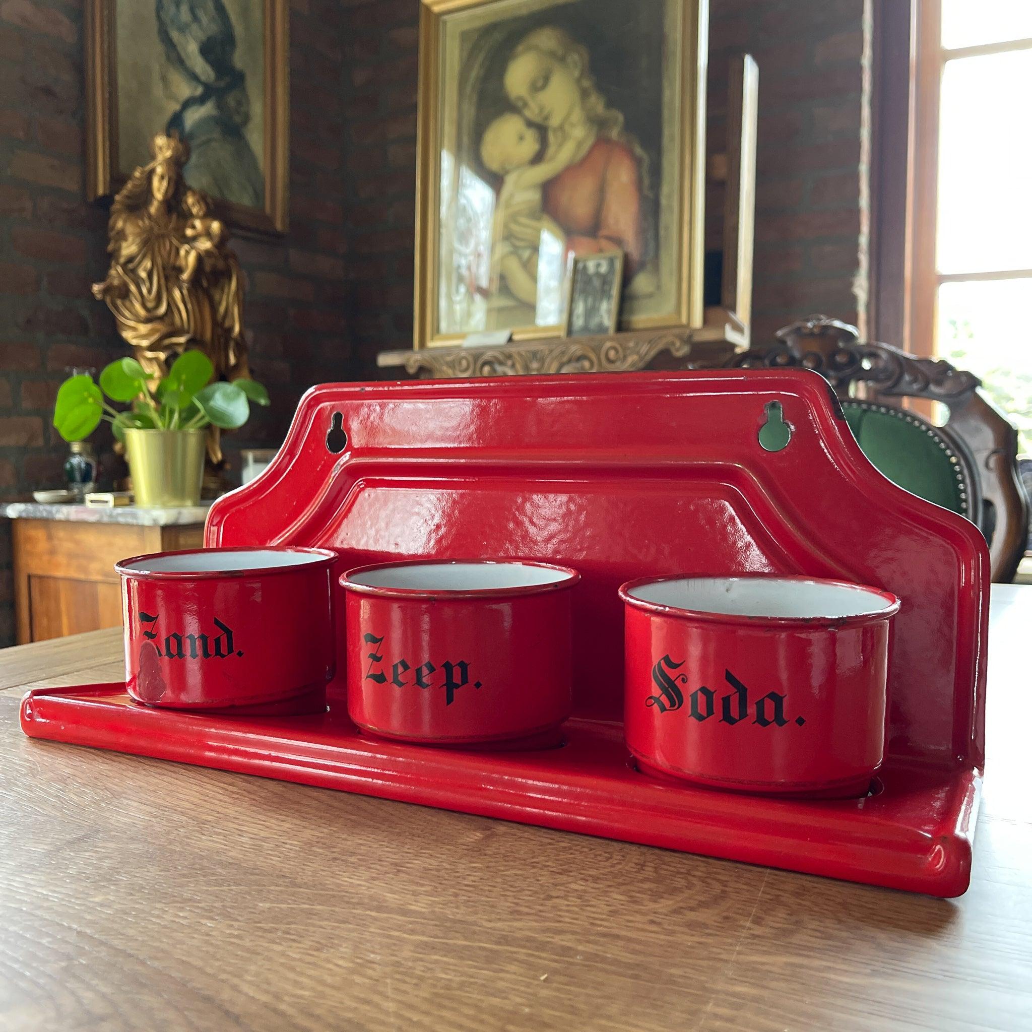 Emaille zand zeep en soda rek - The Collectionist