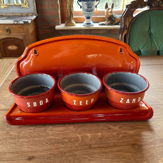Emaille zand zeep en soda rek - Bamestra Curiosa