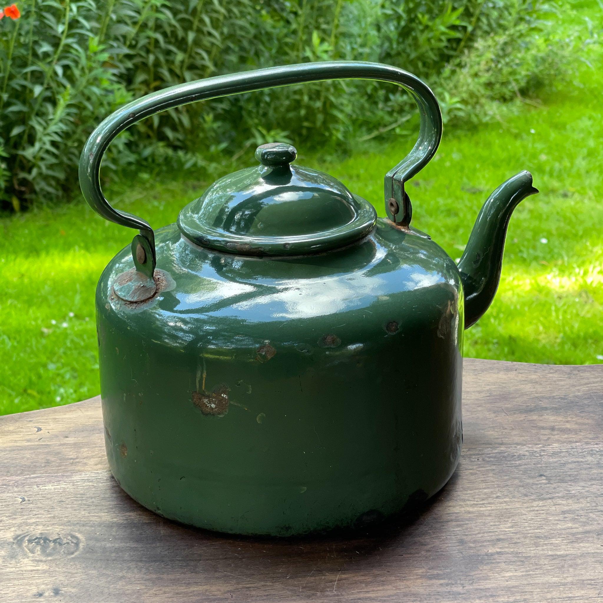 Grote groene emaille theepot / koffiepot - The Collectionist