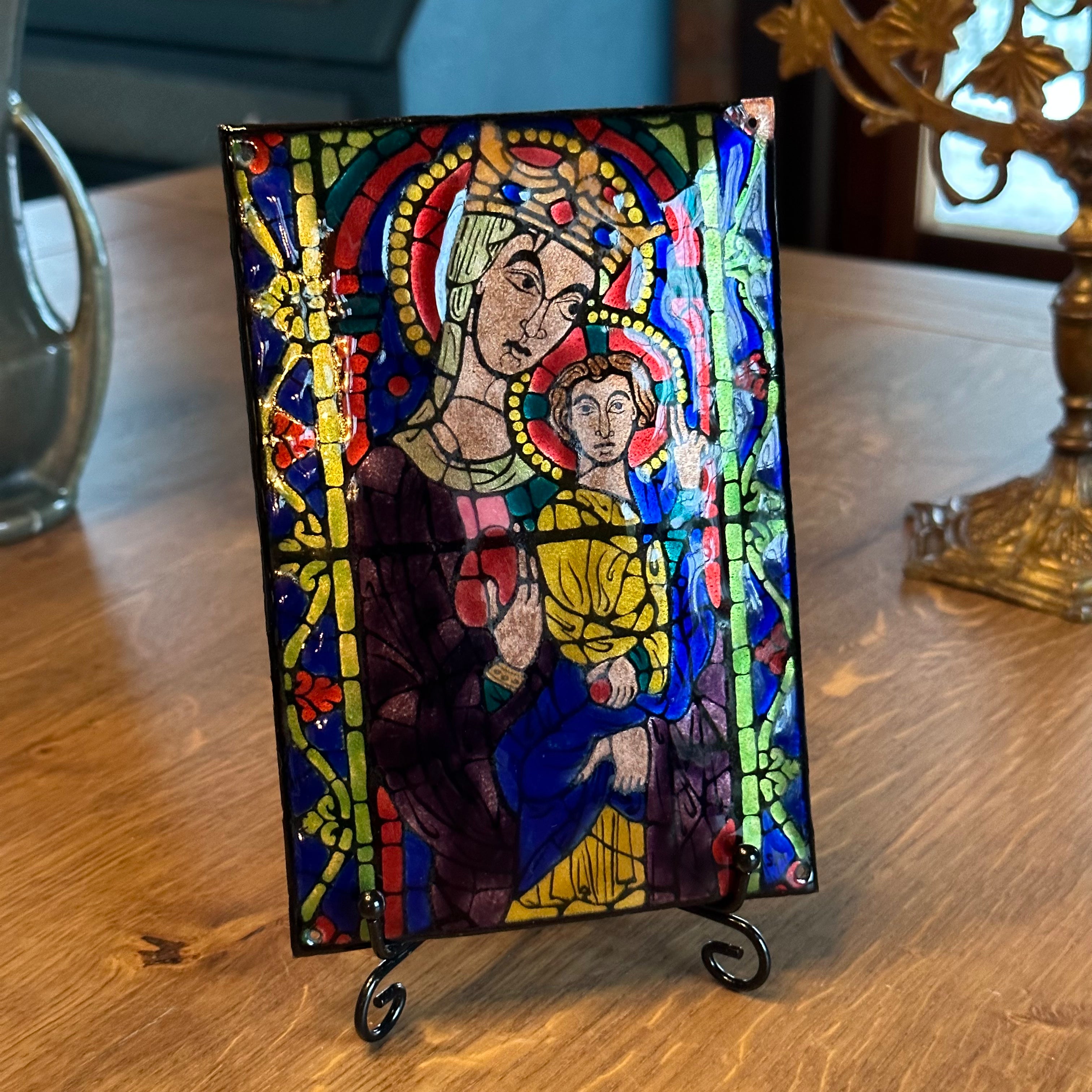 Geëmailleerd koperen icoon met prachtige kleuren The Collectionist