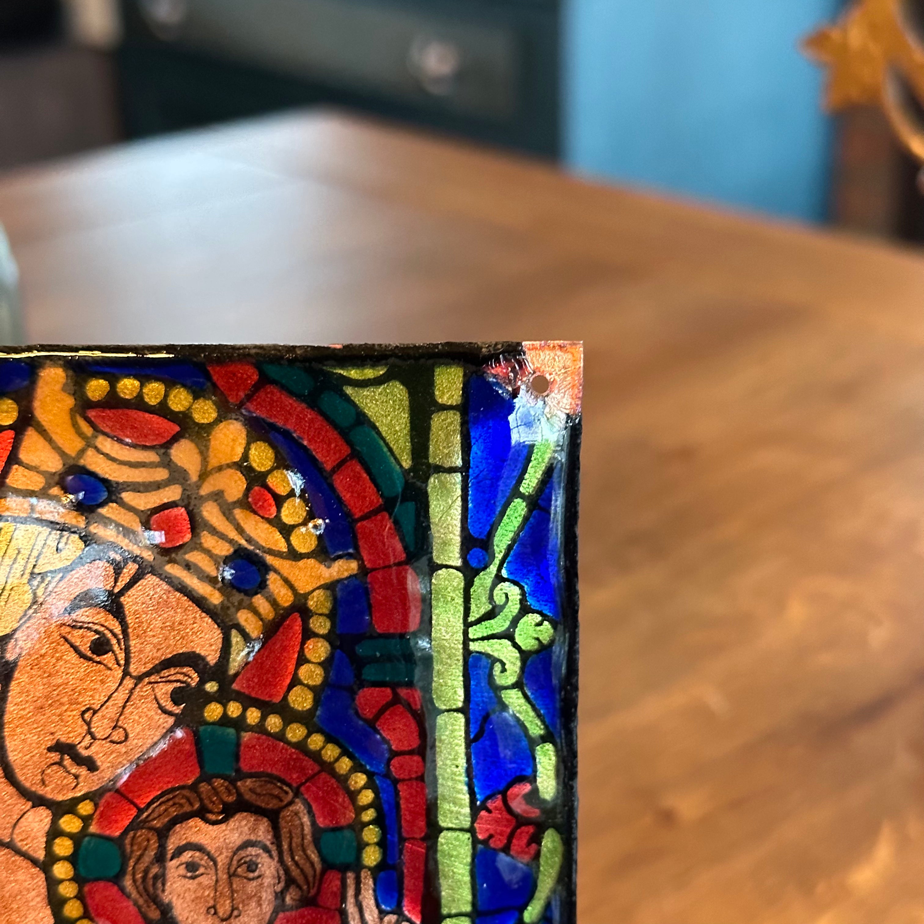 Geëmailleerd koperen icoon met prachtige kleuren The Collectionist