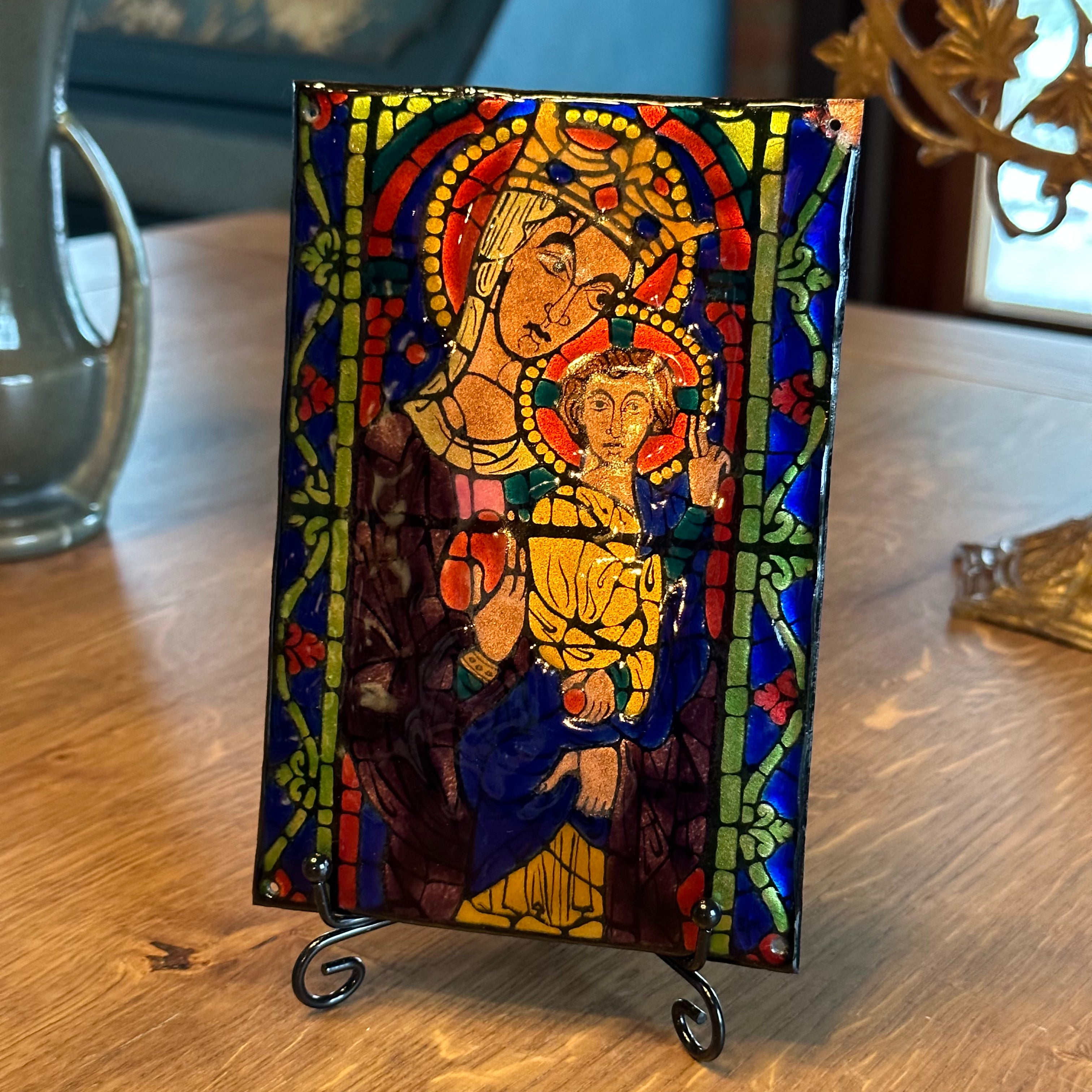 Geëmailleerd koperen icoon met prachtige kleuren The Collectionist