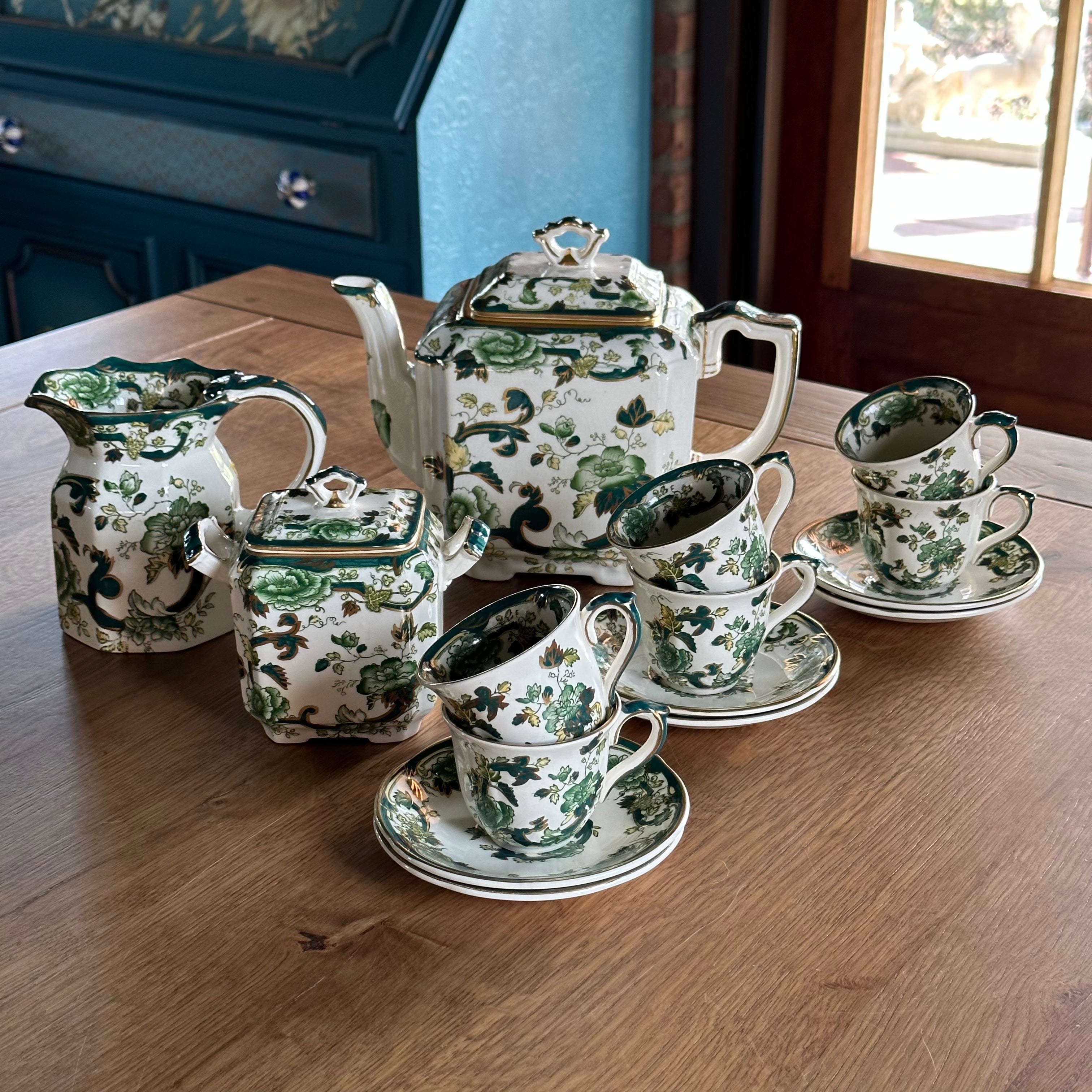 Mason’s Ironstone Chartreuse Zes Persoons Theeservies The Collectionist