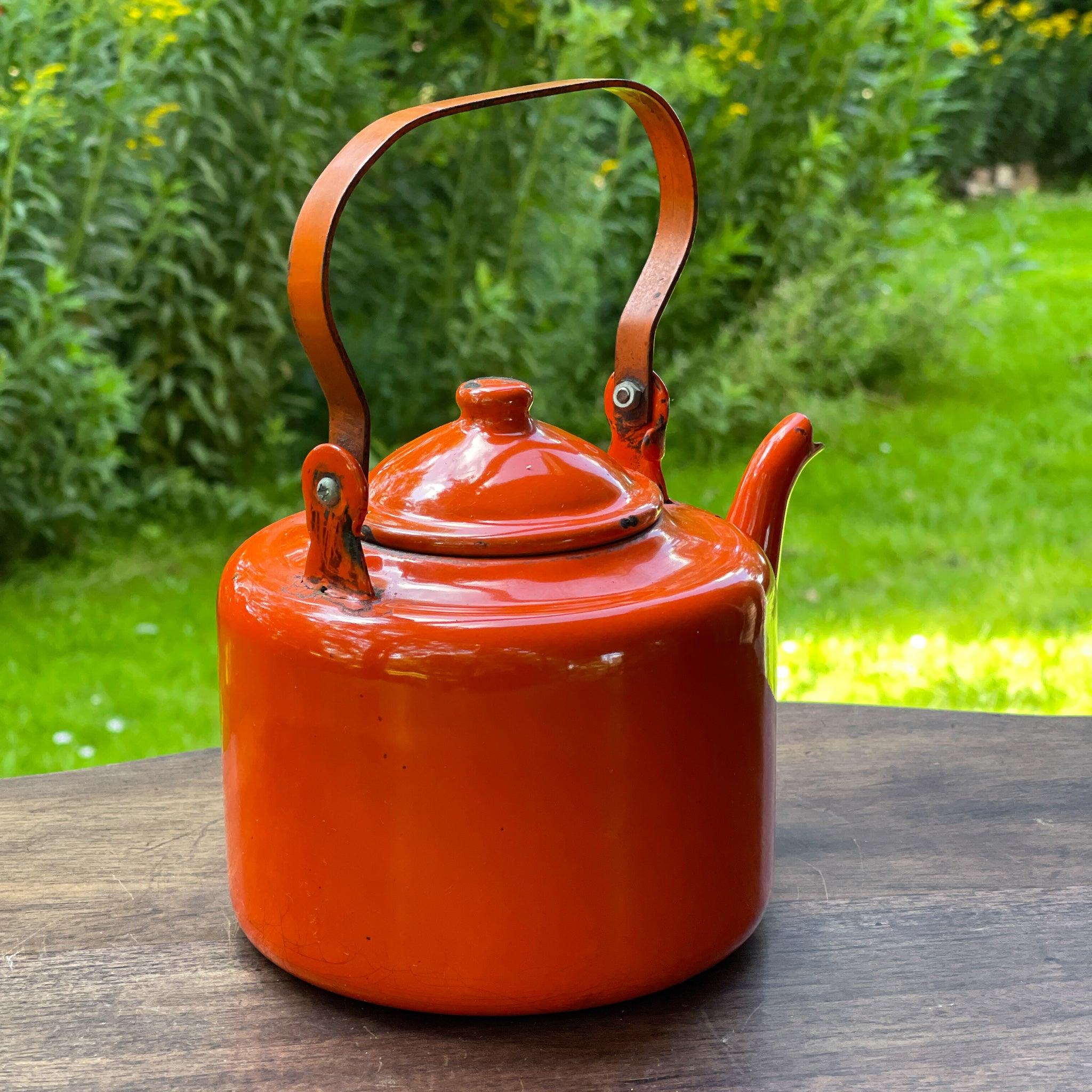 Oranje emaille theepot / koffiepot - The Collectionist
