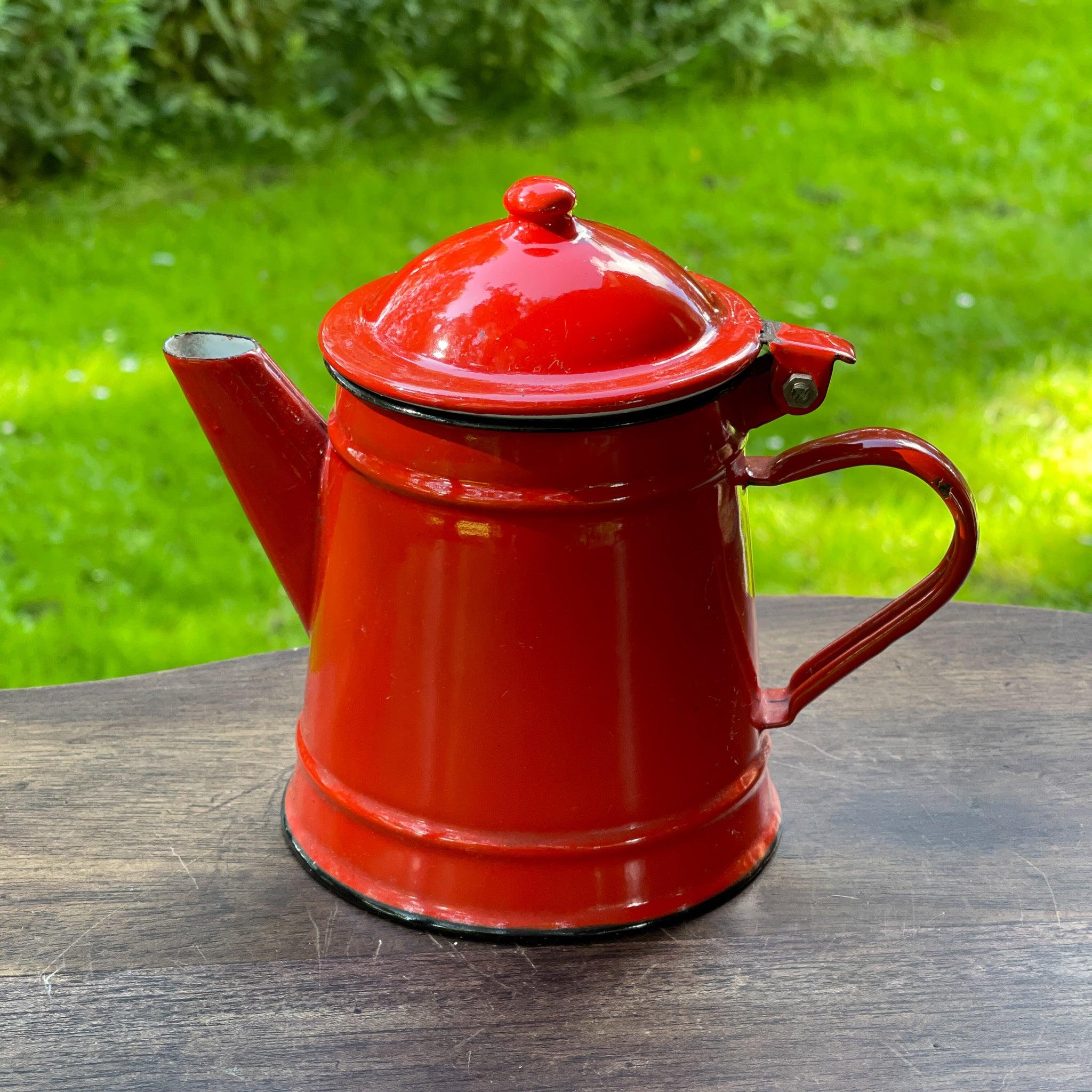 Rode emaille theepot / koffiepot - The Collectionist