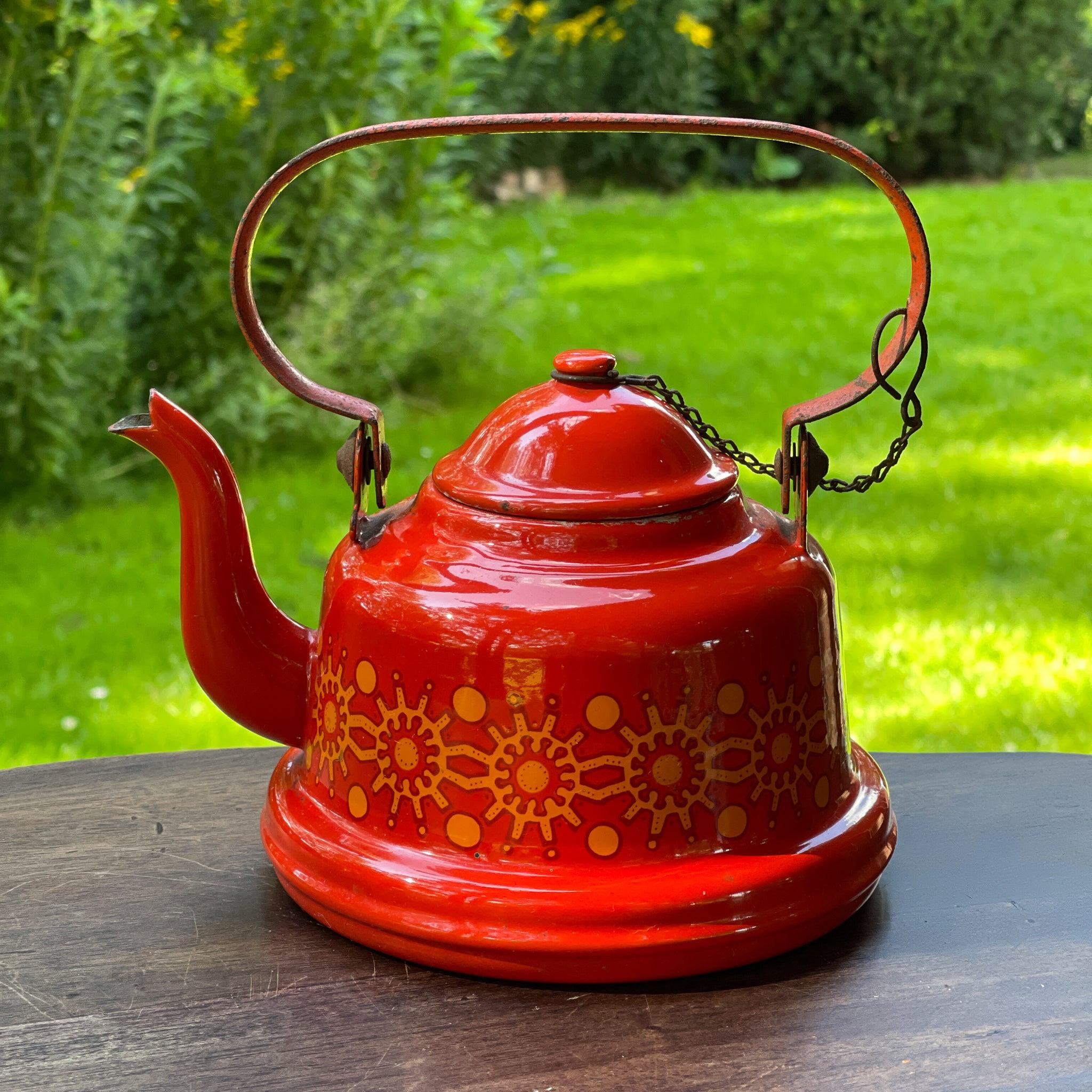 Rode emaille theepot / koffiepot - The Collectionist