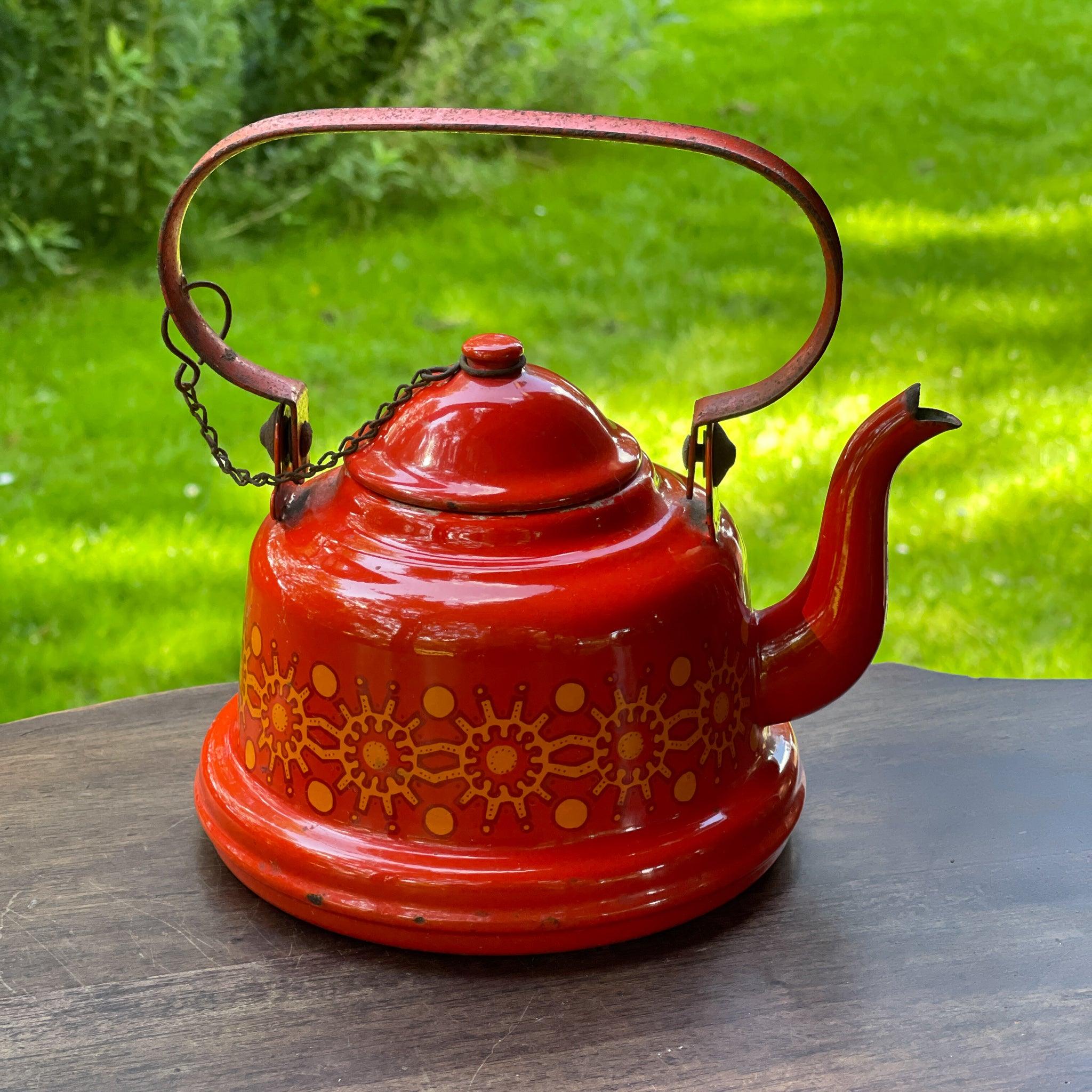 Rode emaille theepot / koffiepot - The Collectionist