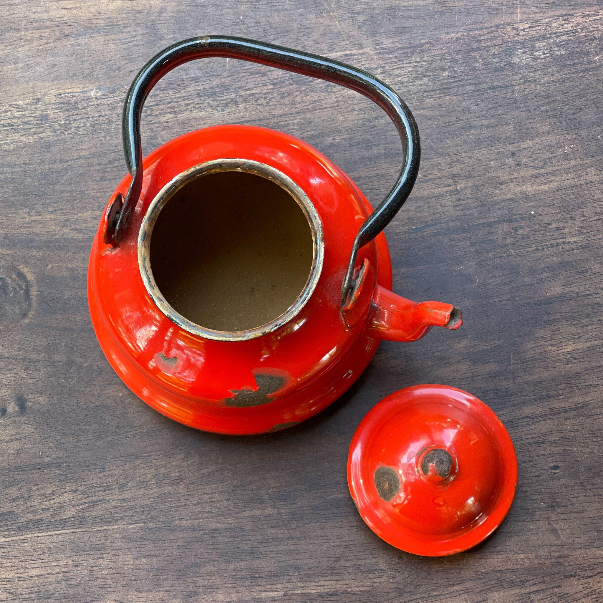 Rode emaille theepot / koffiepot - The Collectionist