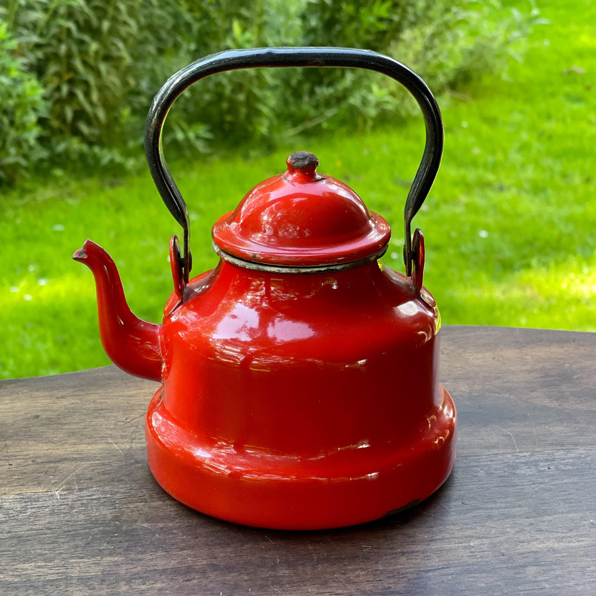 Rode emaille theepot / koffiepot - The Collectionist