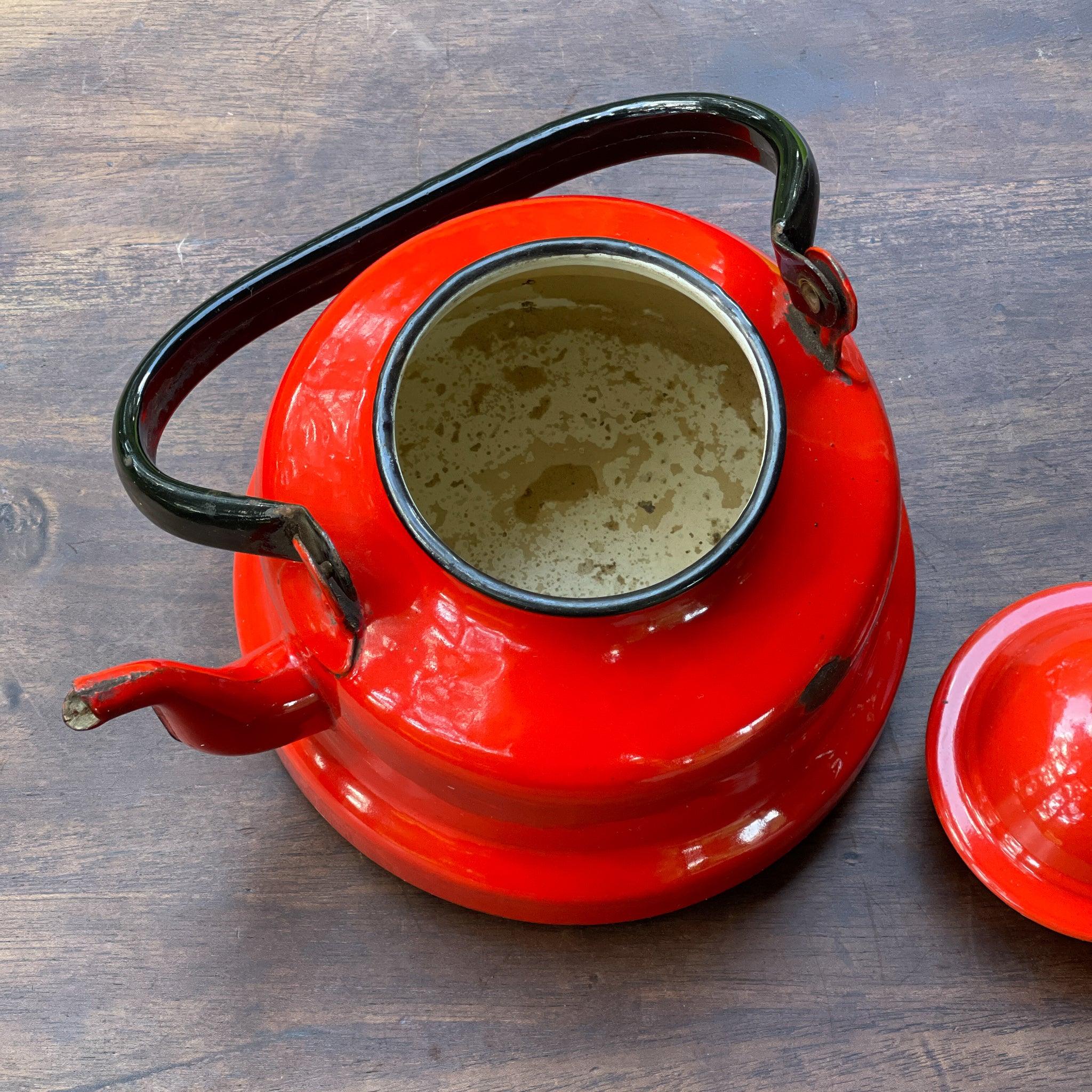 Rode emaille theepot / koffiepot - The Collectionist