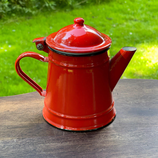 Rode emaille theepot / koffiepot - Bamestra Curiosa
