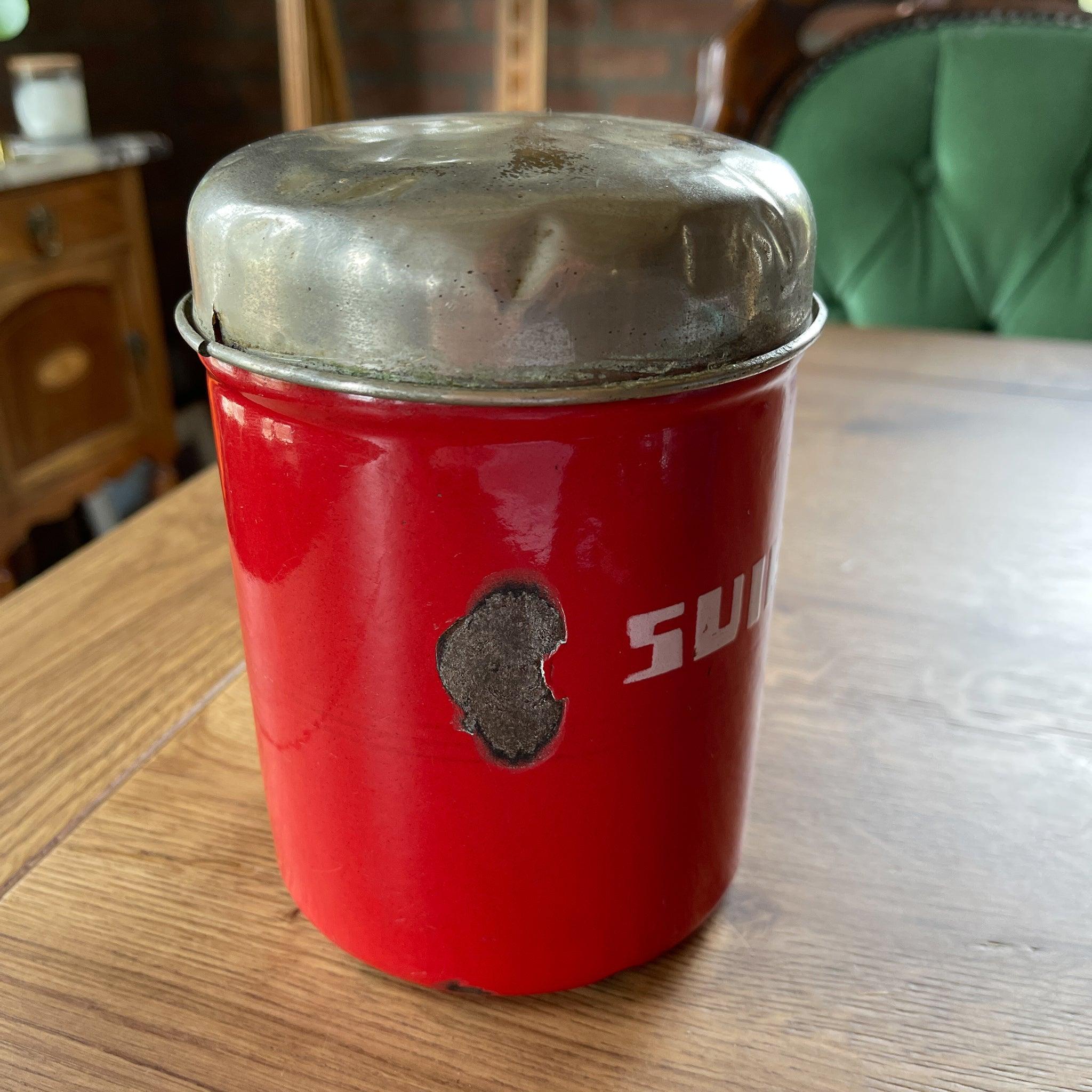 Rode vintage emaille suikerbus - The Collectionist