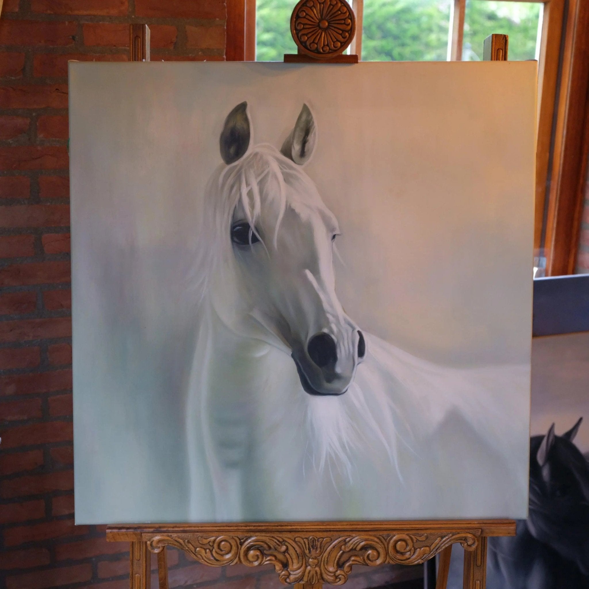 Schilderij wit paard op canvas - The Collectionist
