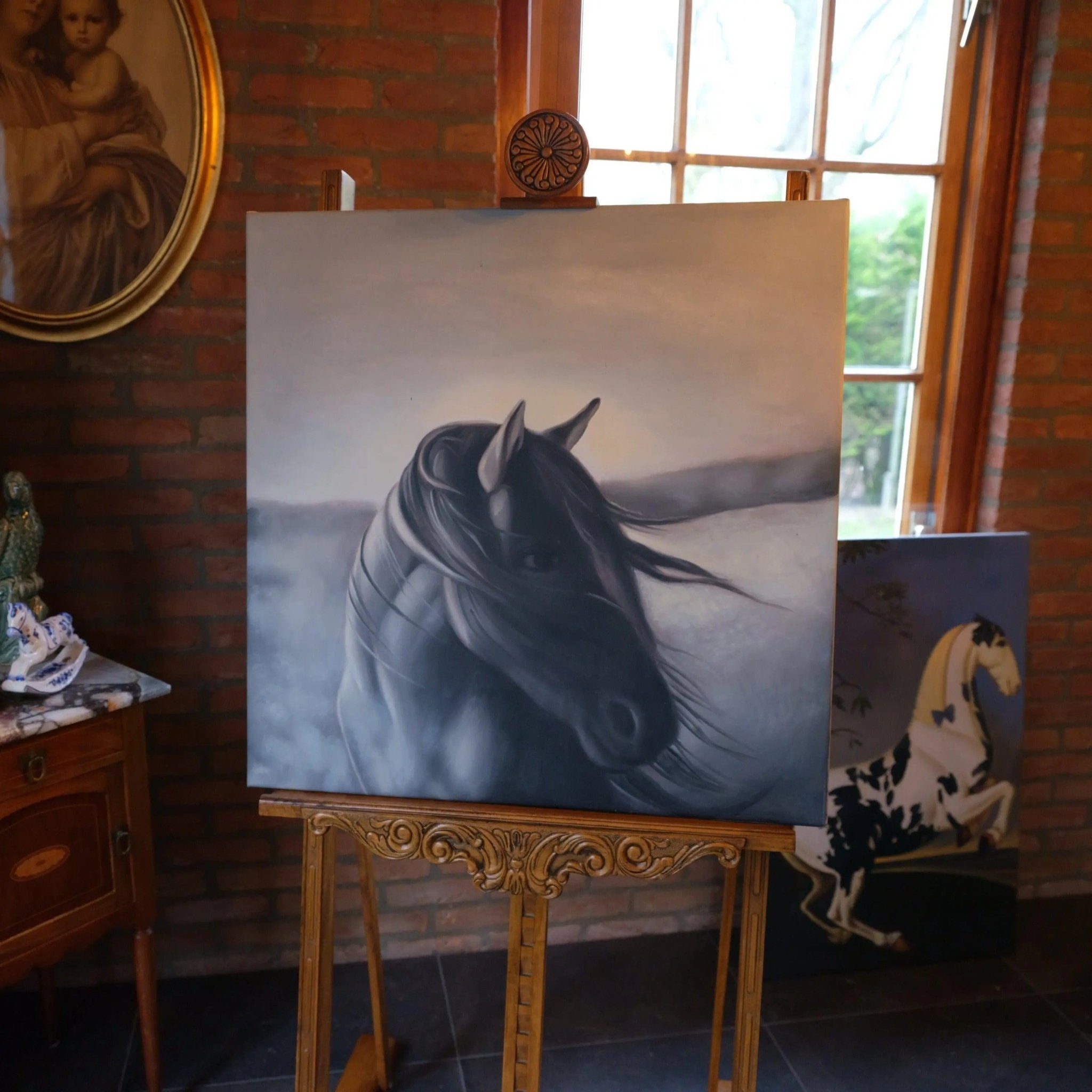 Schilderij zwart paard op canvas - The Collectionist