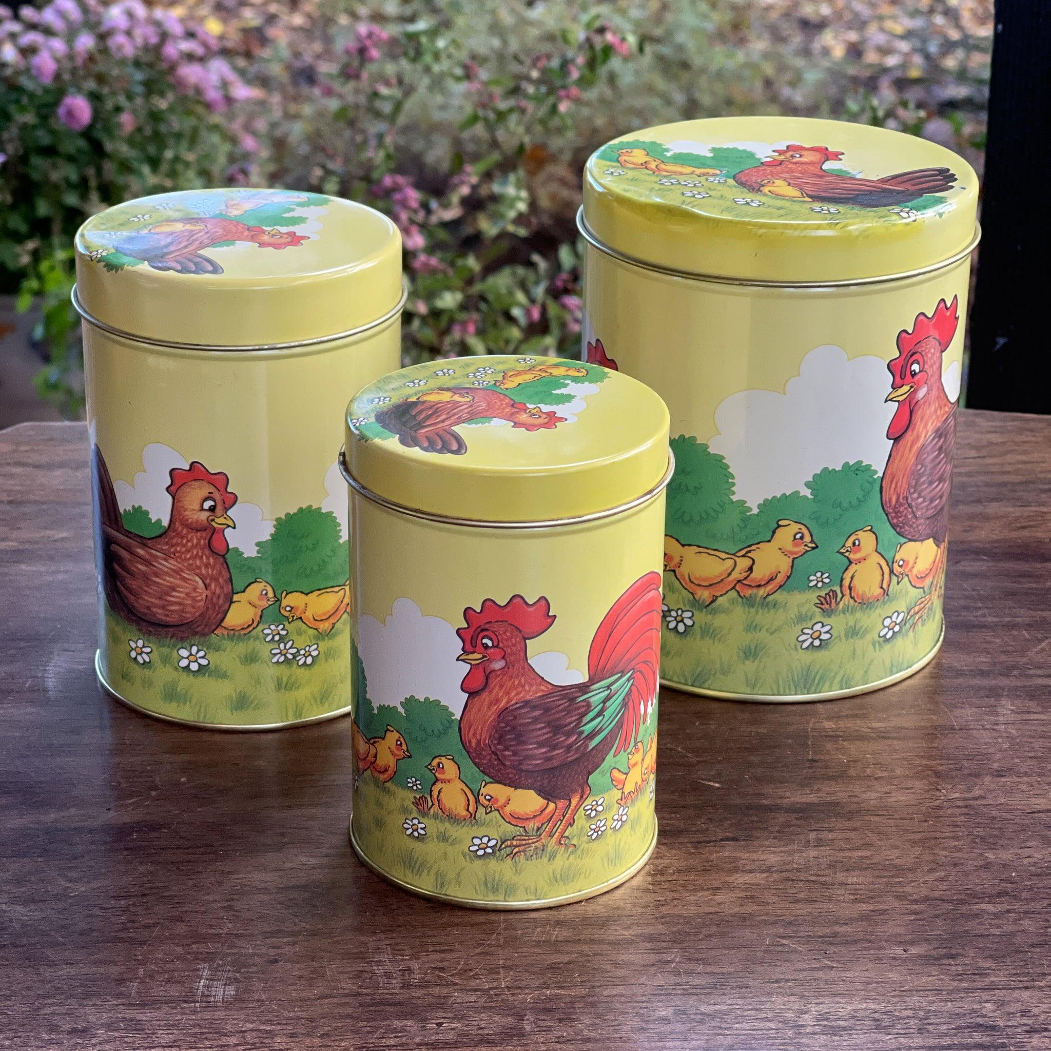 Set van 3 blikken met kippen en kuikentjes - The Collectionist