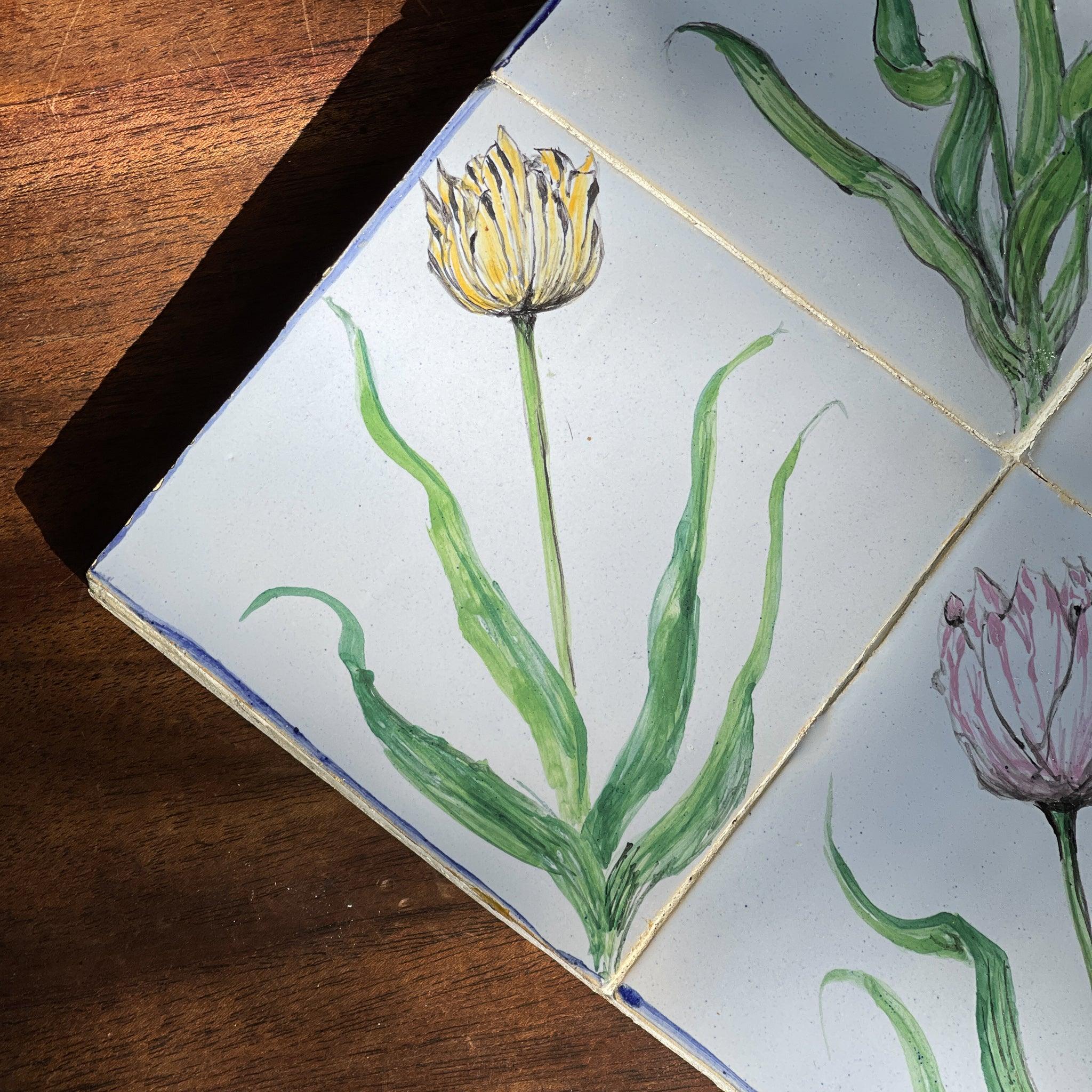 Tableau van 4 tegels met tulpen - The Collectionist
