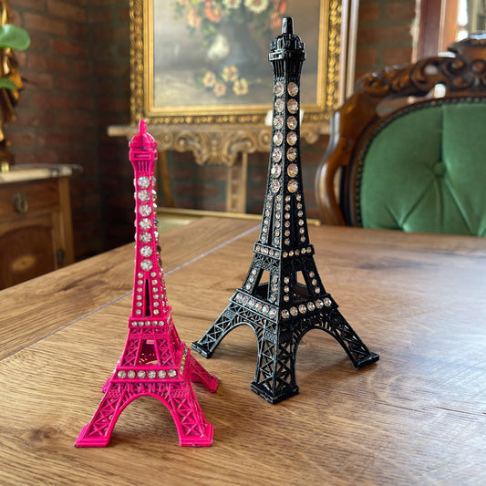 Twee decoratieve eiffeltorens met strass steentjes - Bamestra Curiosa