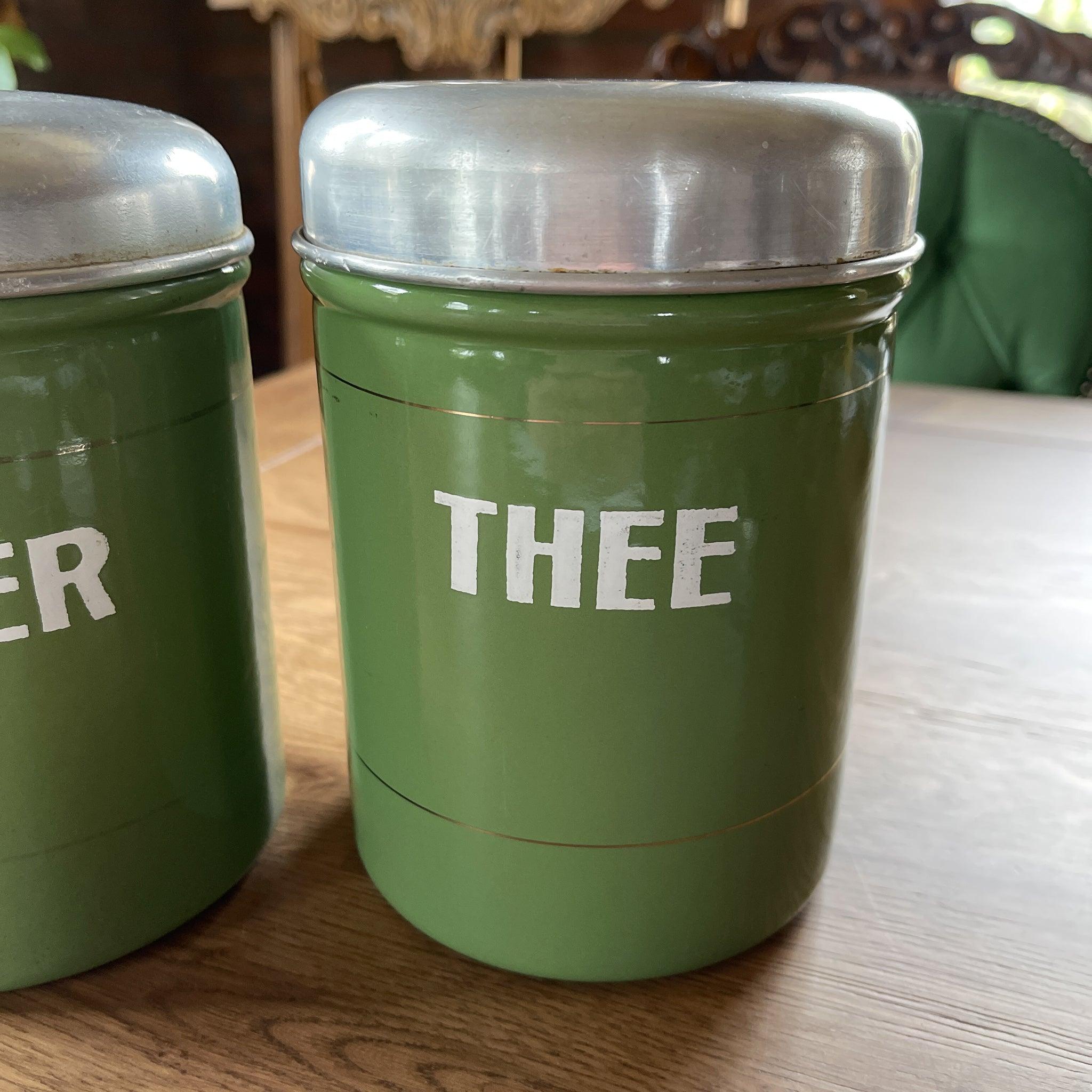 Twee emaille suiker en theebussen - The Collectionist