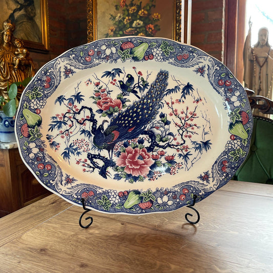 Twee grote vintage ovale borden met vogels - Bamestra Curiosa