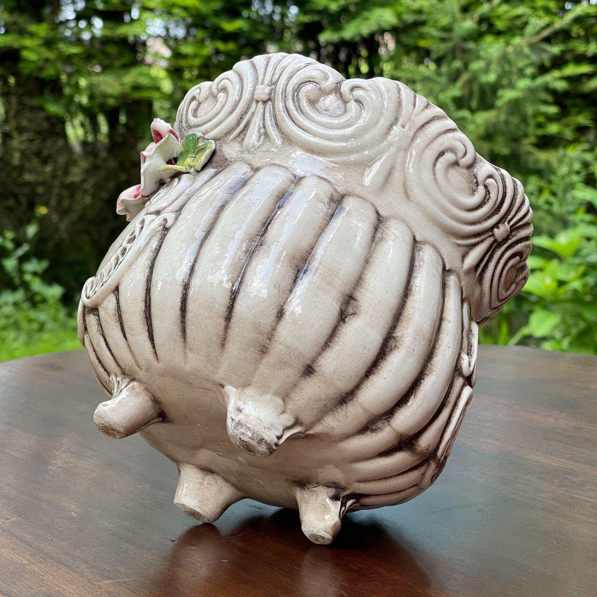 Vintage Bassano bloempot met roos - The Collectionist