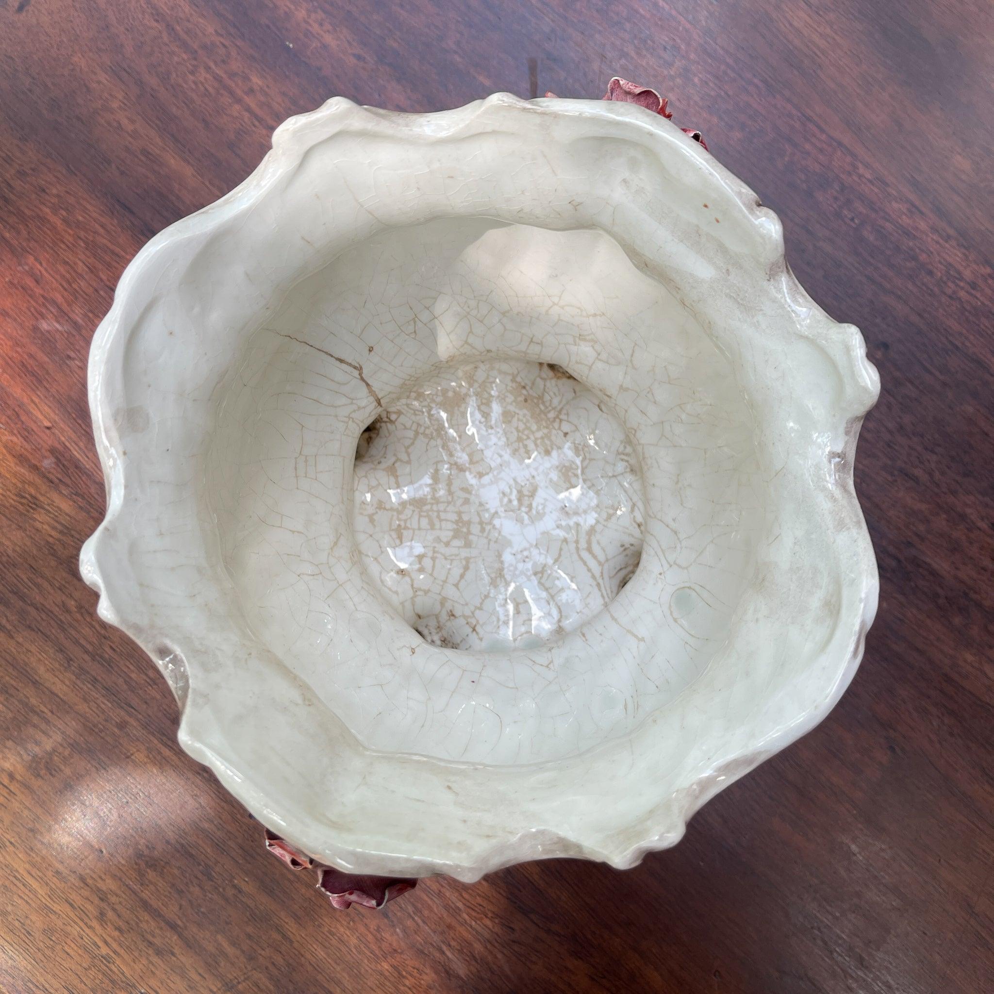 Vintage Bassano bloempot met roosjes - The Collectionist