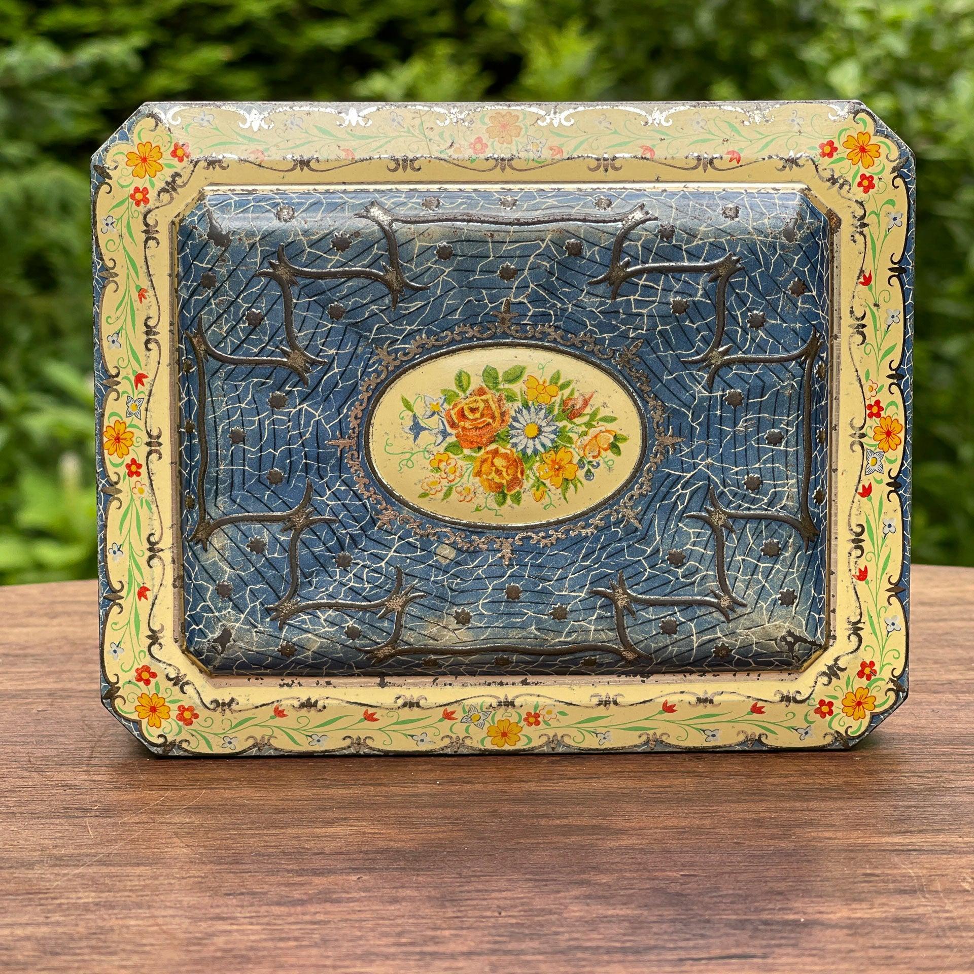 Vintage blik met bloemen - The Collectionist