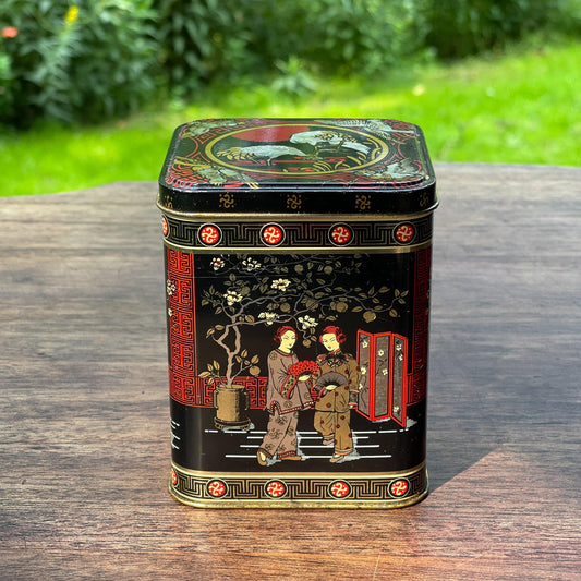 Vintage Chinese thee blik - Bamestra Curiosa