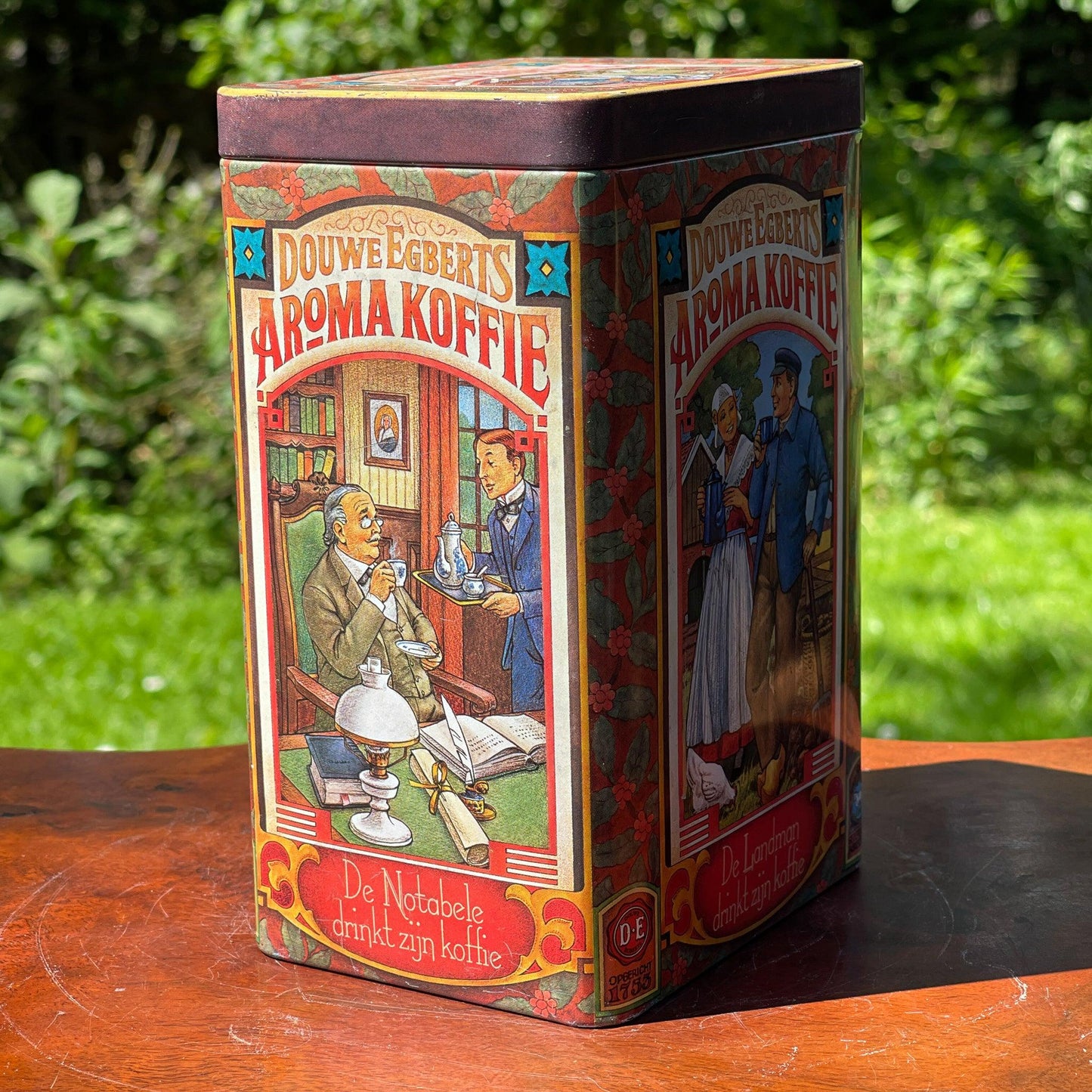 Vintage Douwe Egberts bewaarblik voor aroma koffie - Bamestra Curiosa