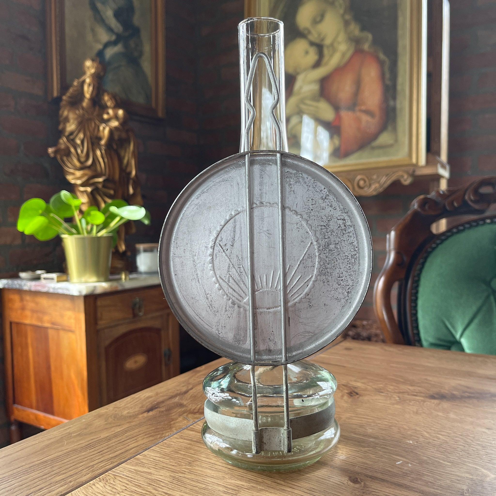 Vintage glazen olielamp zon - The Collectionist