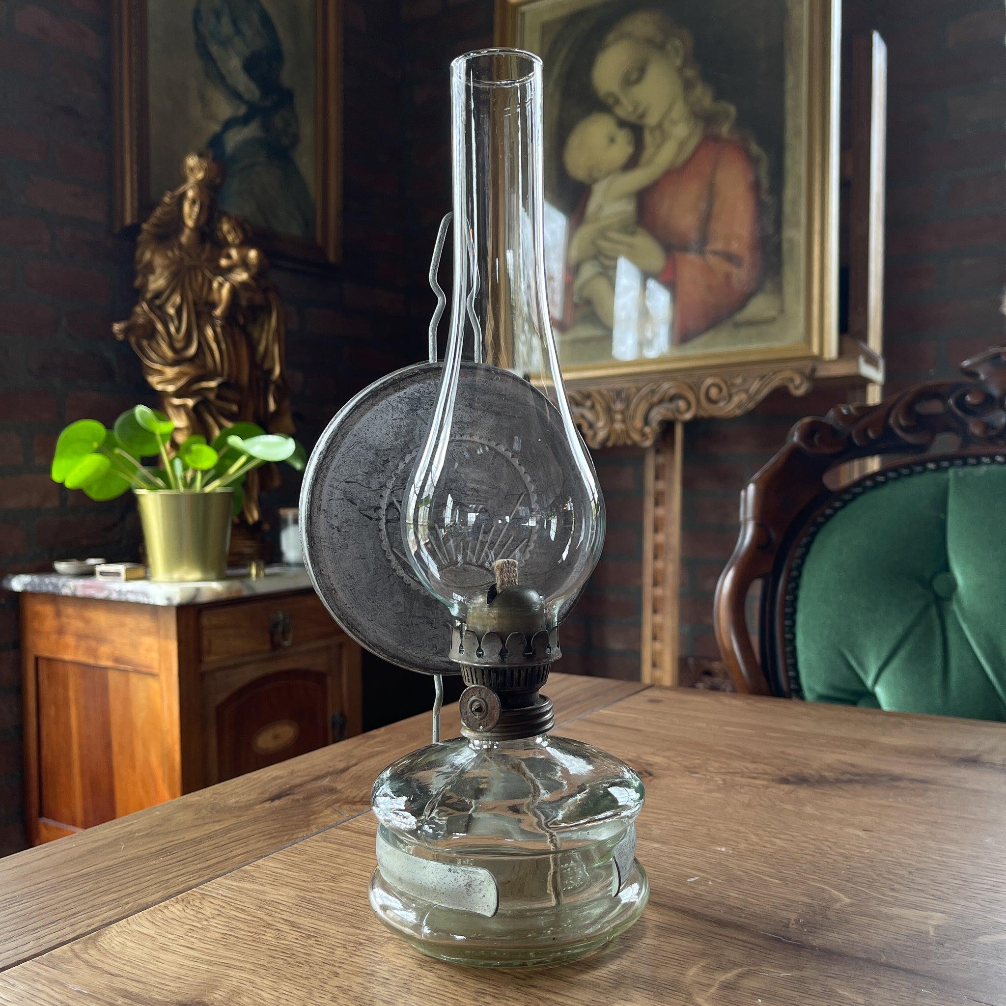 Vintage glazen olielamp zon - The Collectionist