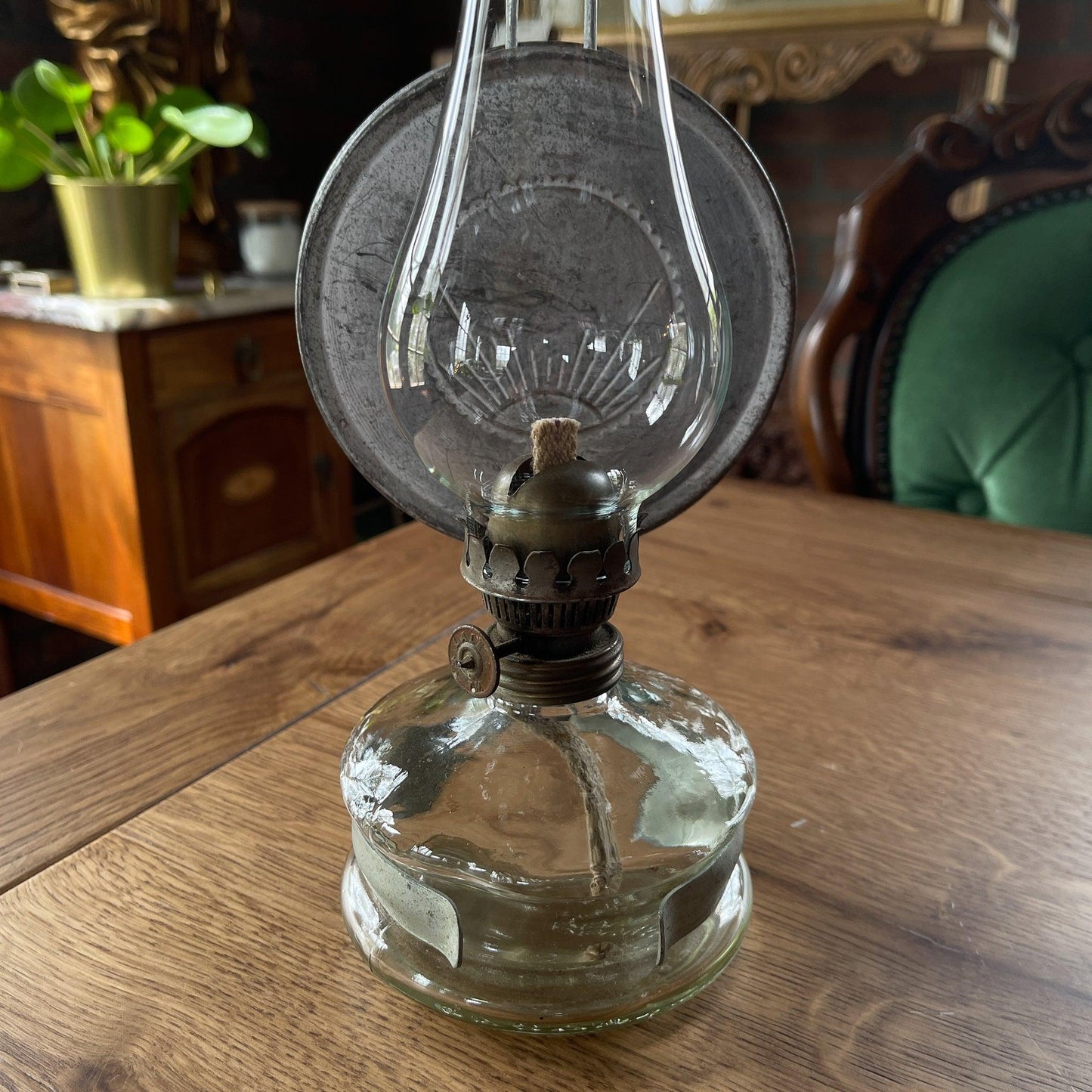 Vintage glazen olielamp zon - Bamestra Curiosa