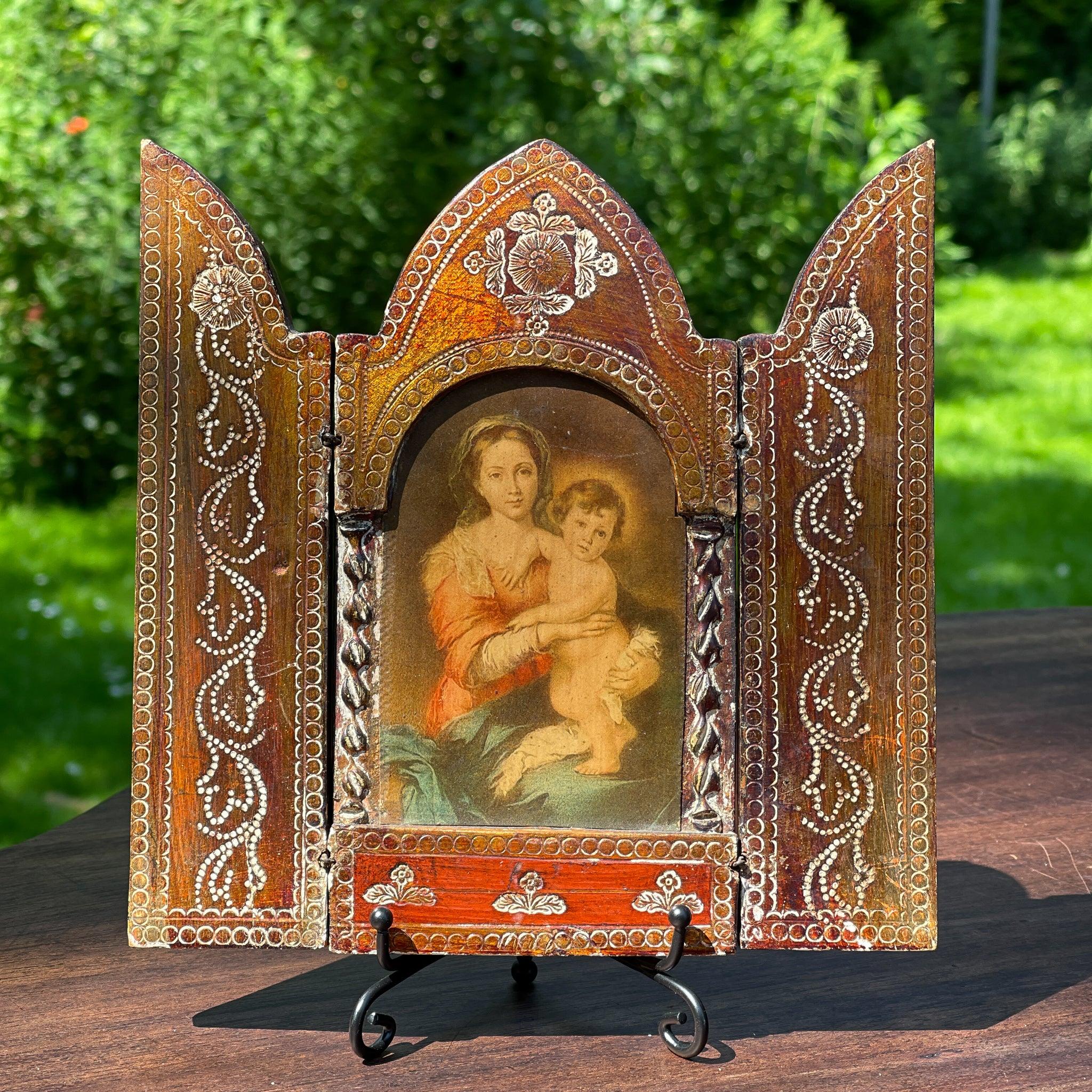 Vintage Italiaans drieluik Icoon Murillo - The Collectionist