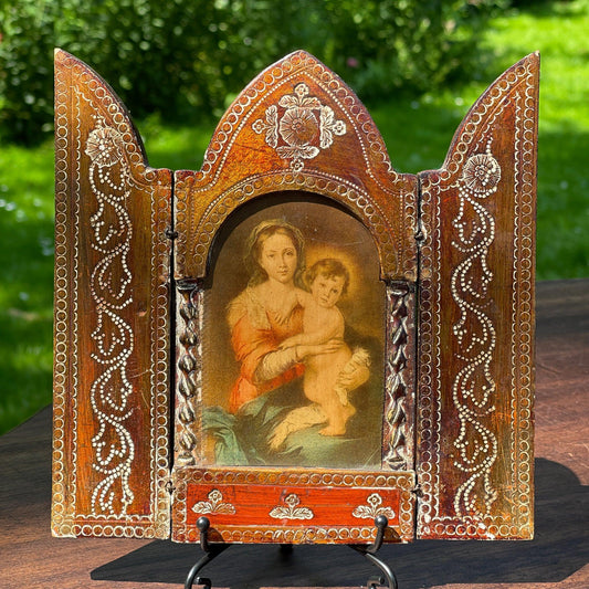 Vintage Italiaans drieluik Icoon Murillo - Bamestra Curiosa