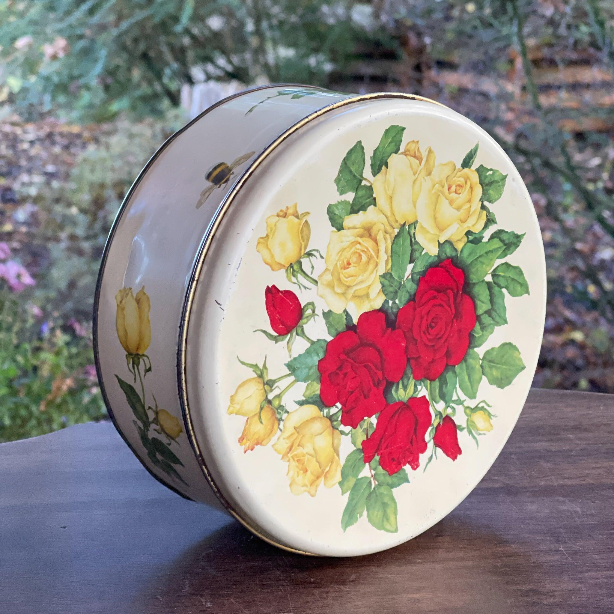 Vintage koektrommel met rozen - The Collectionist