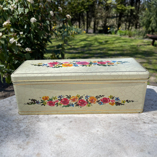 Vintage ontbijtkoek blik met rozen - Bamestra Curiosa