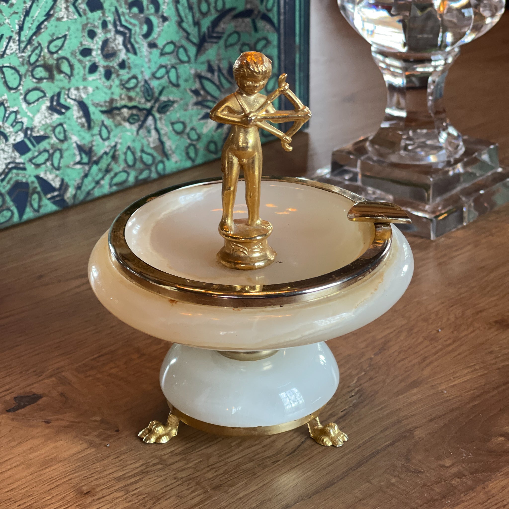 Vintage Onyx asbak met Cupido - The Collectionist