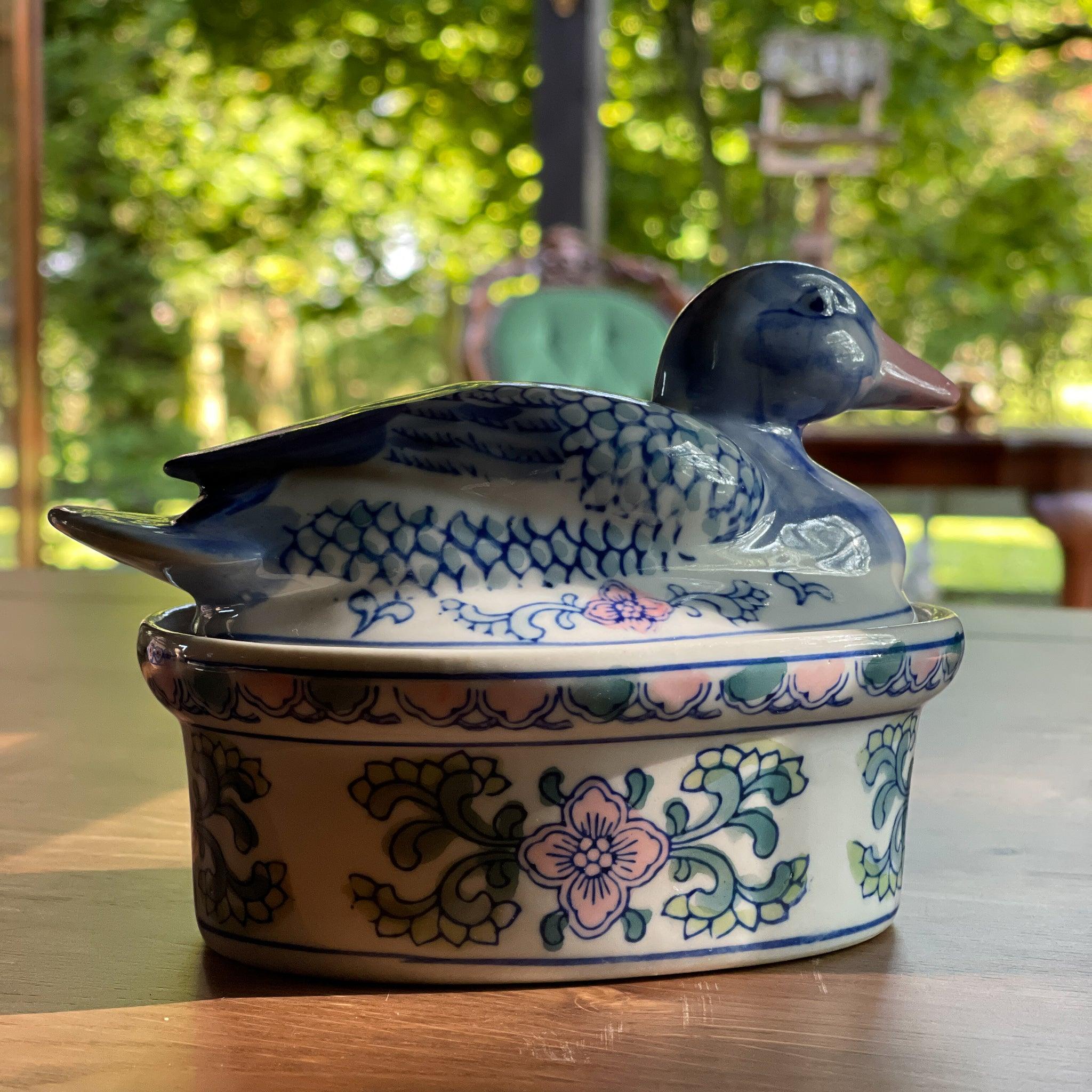 Vintage patévorm met deksel met een eend - The Collectionist