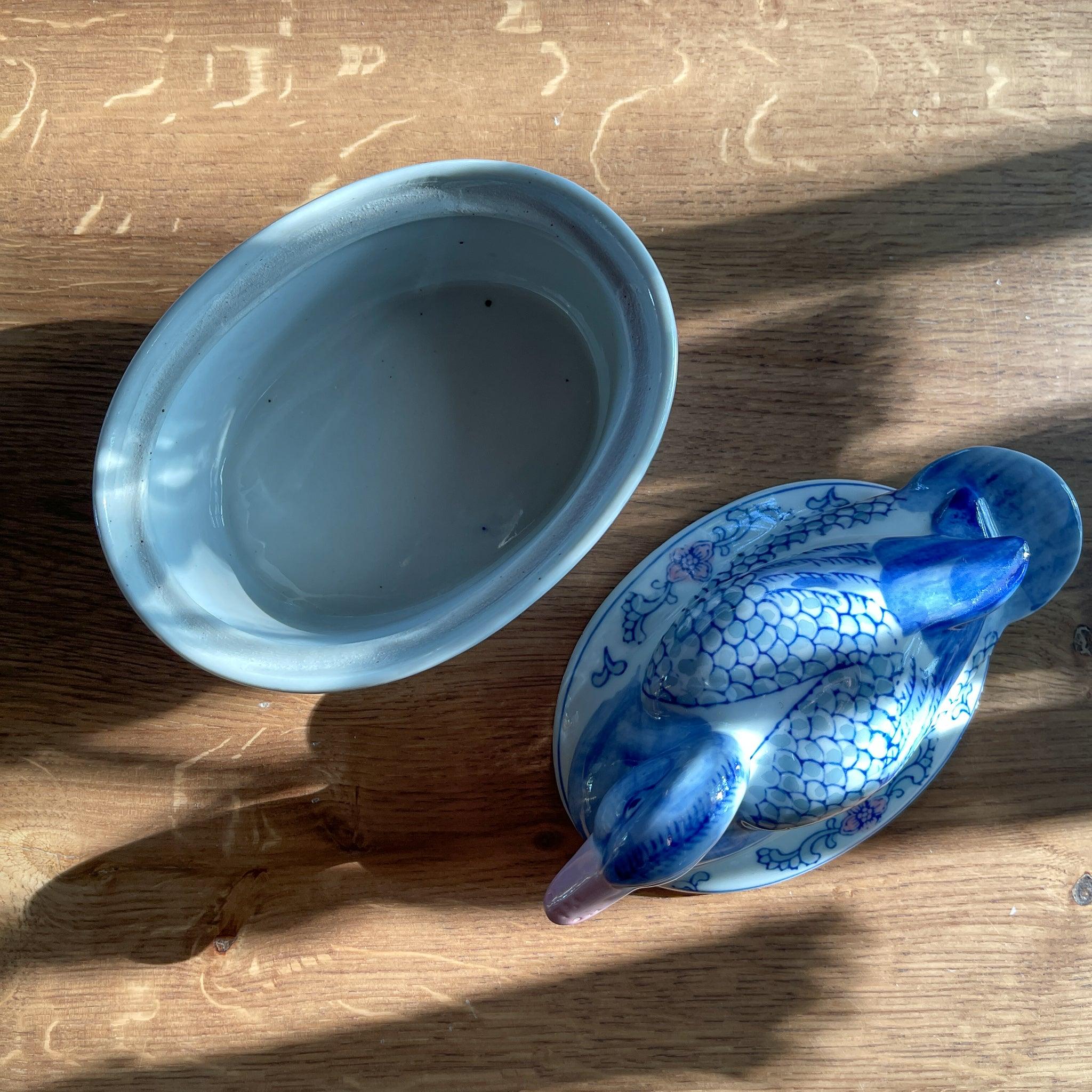 Vintage patévorm met deksel met een eend - The Collectionist