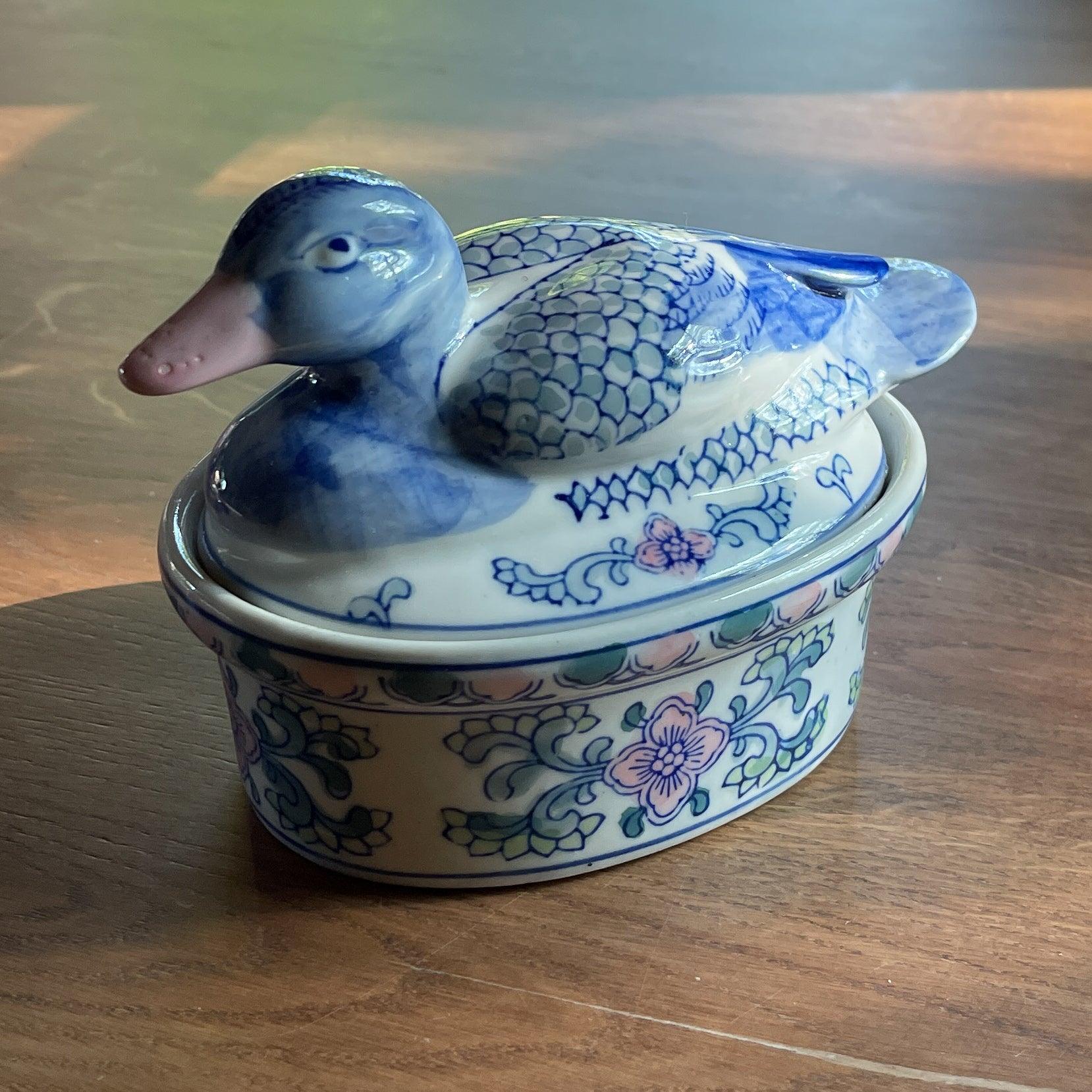 Vintage patévorm met deksel met een eend - The Collectionist