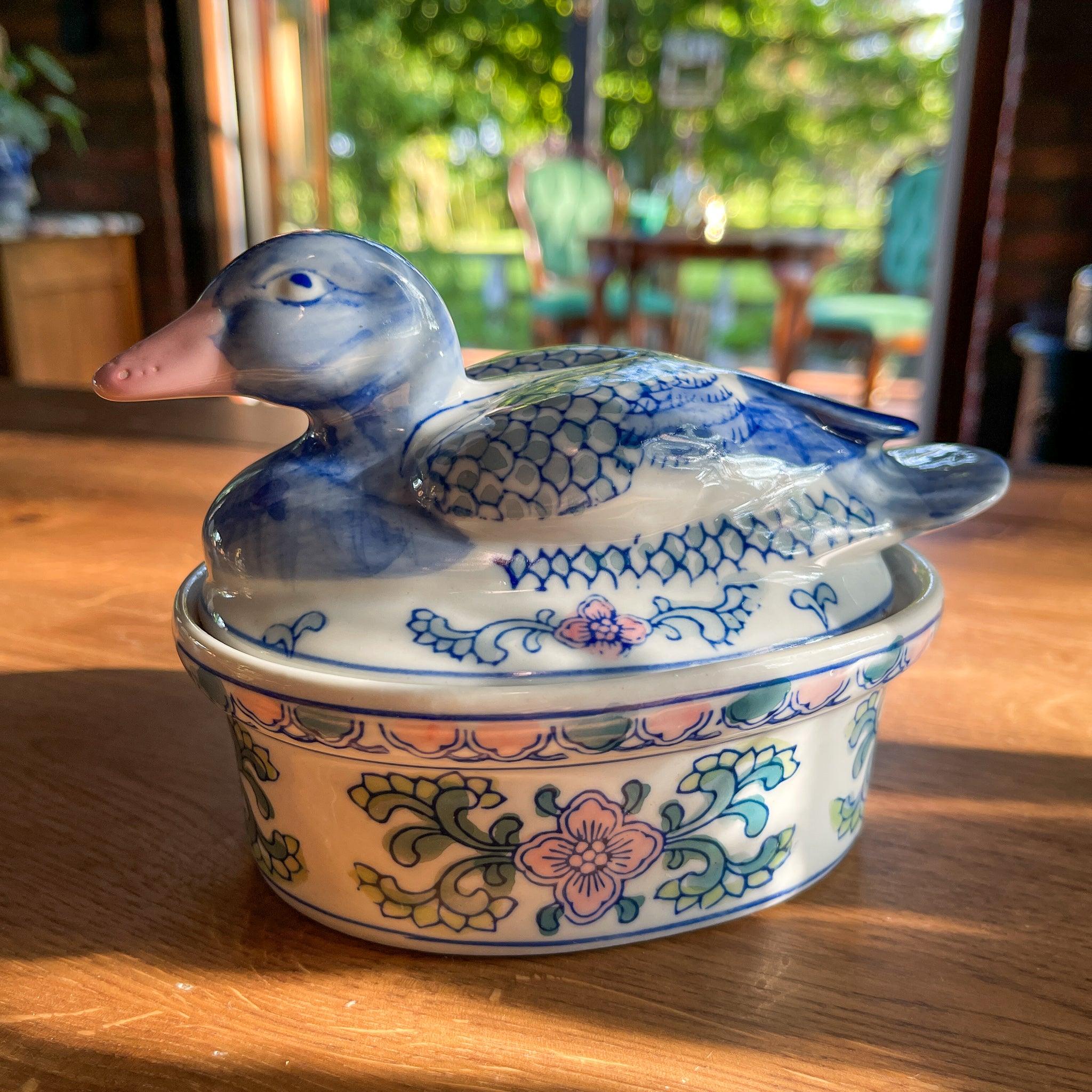 Vintage patévorm met deksel met een eend - The Collectionist