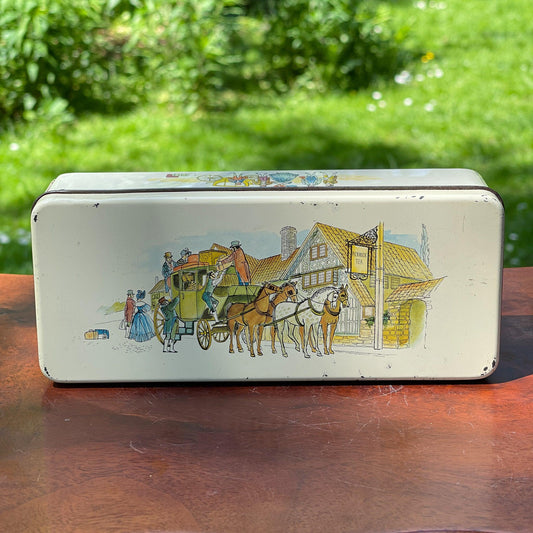 Vintage Pickwick theeblik met postkoets - Bamestra Curiosa