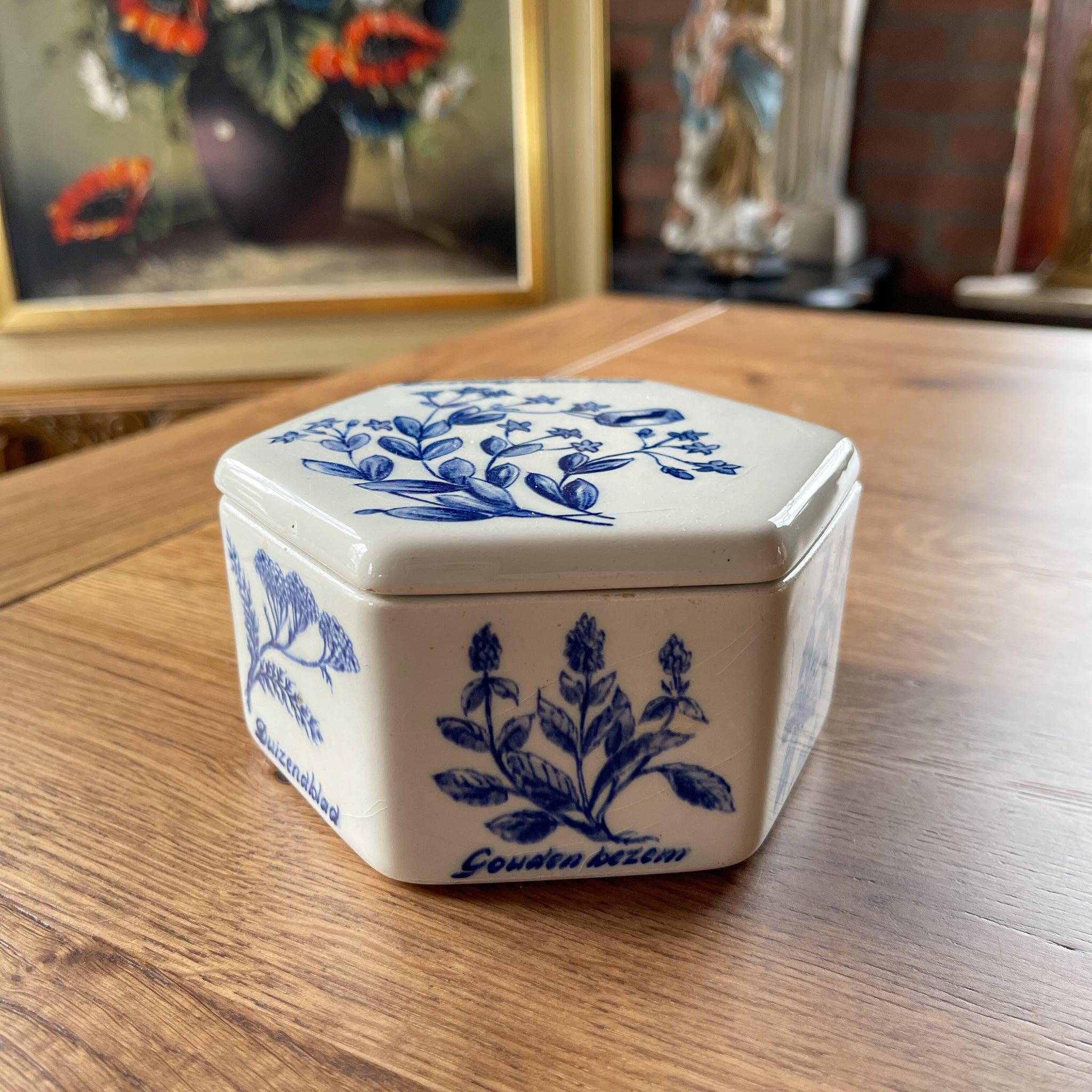 Vintage Regina Delfts Blauw kruidenpotje met deksel - The Collectionist