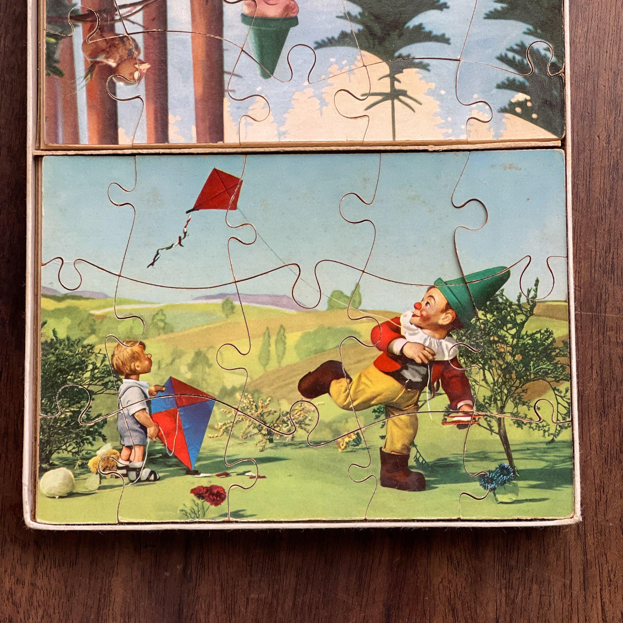 Zeldzamedubbele vintage jigsaw puzzel met kabouters - The Collectionist
