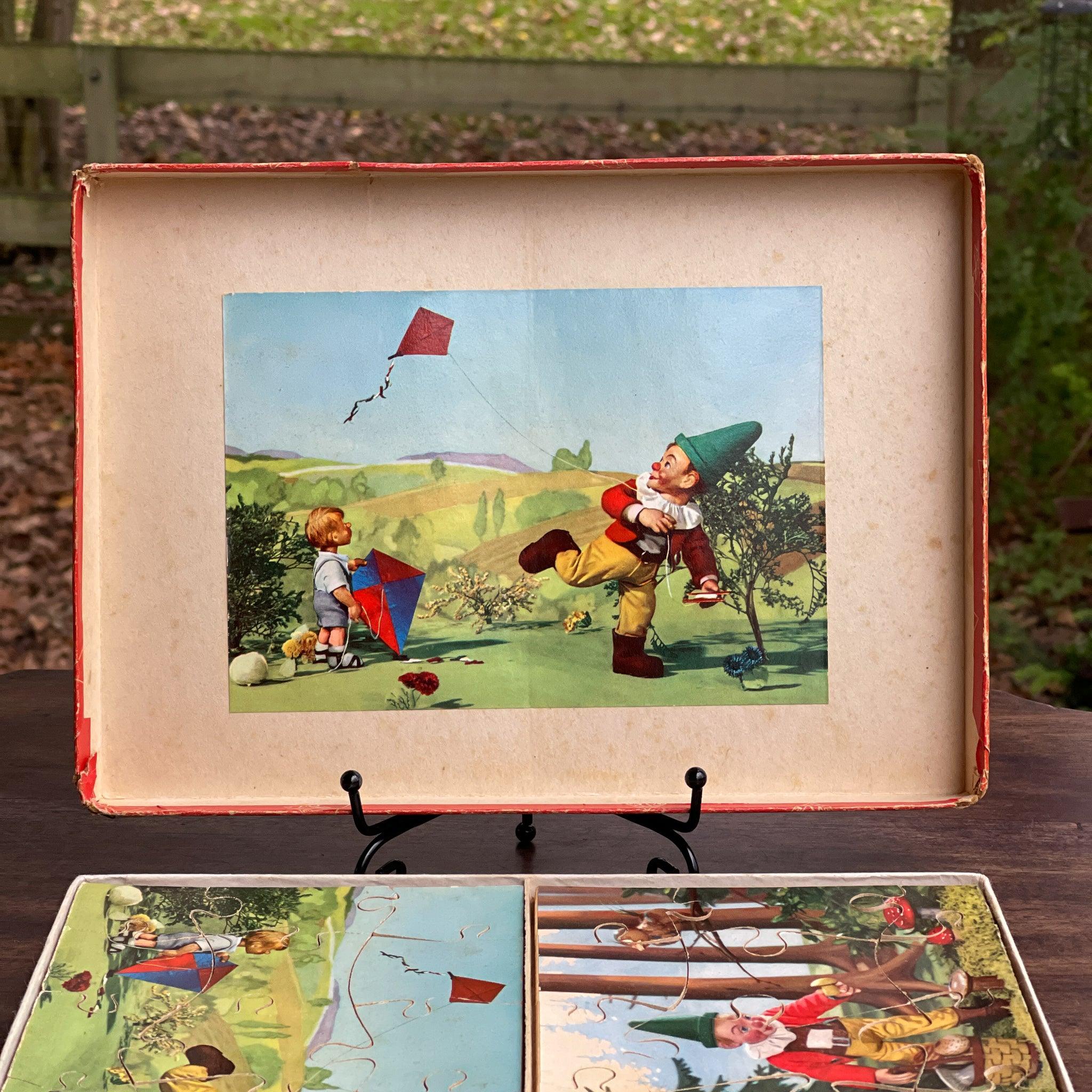 Zeldzamedubbele vintage jigsaw puzzel met kabouters - The Collectionist