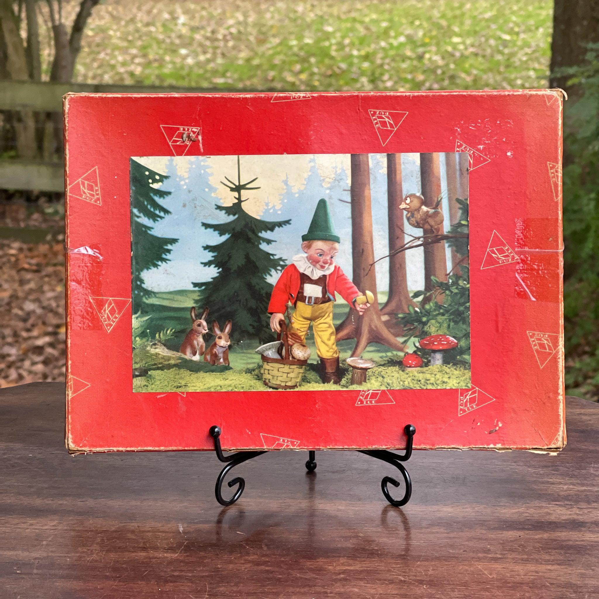 Zeldzamedubbele vintage jigsaw puzzel met kabouters - The Collectionist