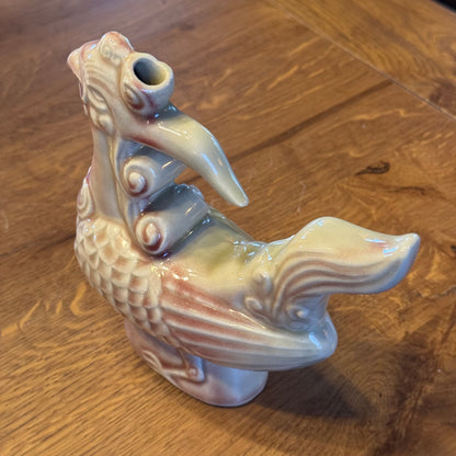 Keramieken Phoenix Kruik - Glansglazuur in crème-roze, 20e eeuw