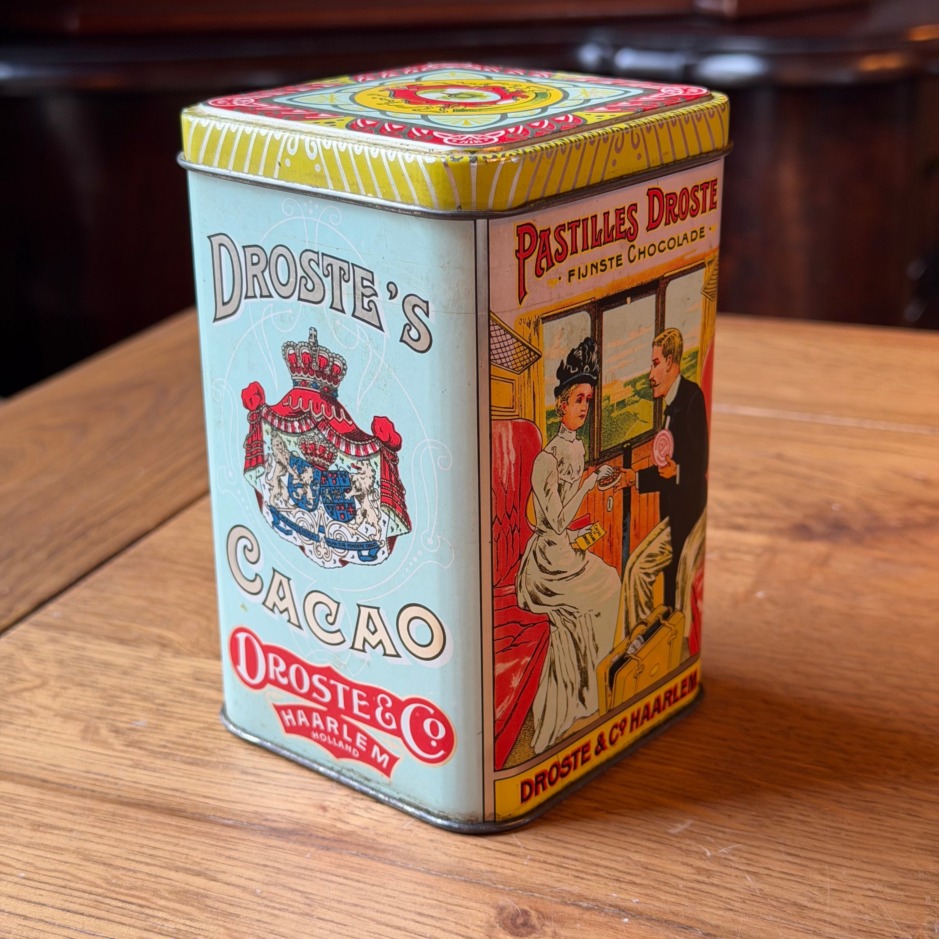 Antike Kakaodose von Droste – Haarlem, ca. 1920–1930