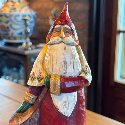 Set van 2 Jim Shore Heartwood Creek Santa Beelden – 2002 – Handbeschilderd