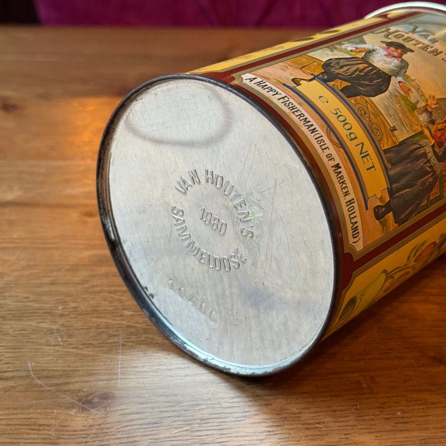 Van Houten cacao blik – lithografisch reclameblik, ca. 1980